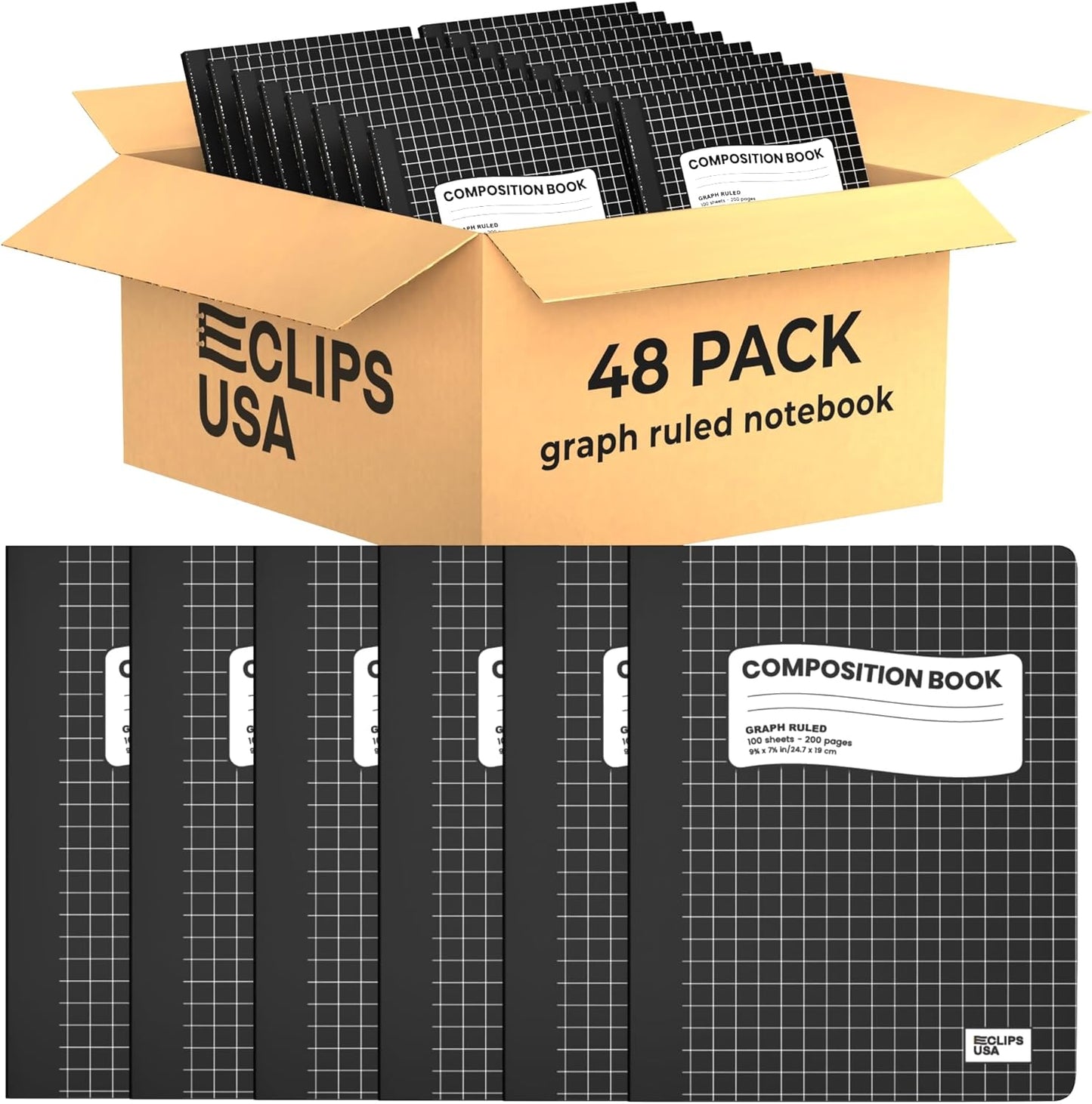 Composition Notebooks, Quad Ruled, Graph Paper Composition Notebook, Hard Cover Marble Graph Composition Notebook, 100 Sheets, 9.75″ x 7.50″ (48 Pack)