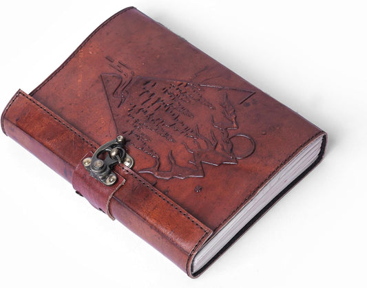 Vintage Brown Genuine Leather Journal - Antique Deckle Edge White Paper With Clasp Lock Aesthetic Daily Writing leather Creative Writing Notebook For Travelling, Office, Gift For Men & Women