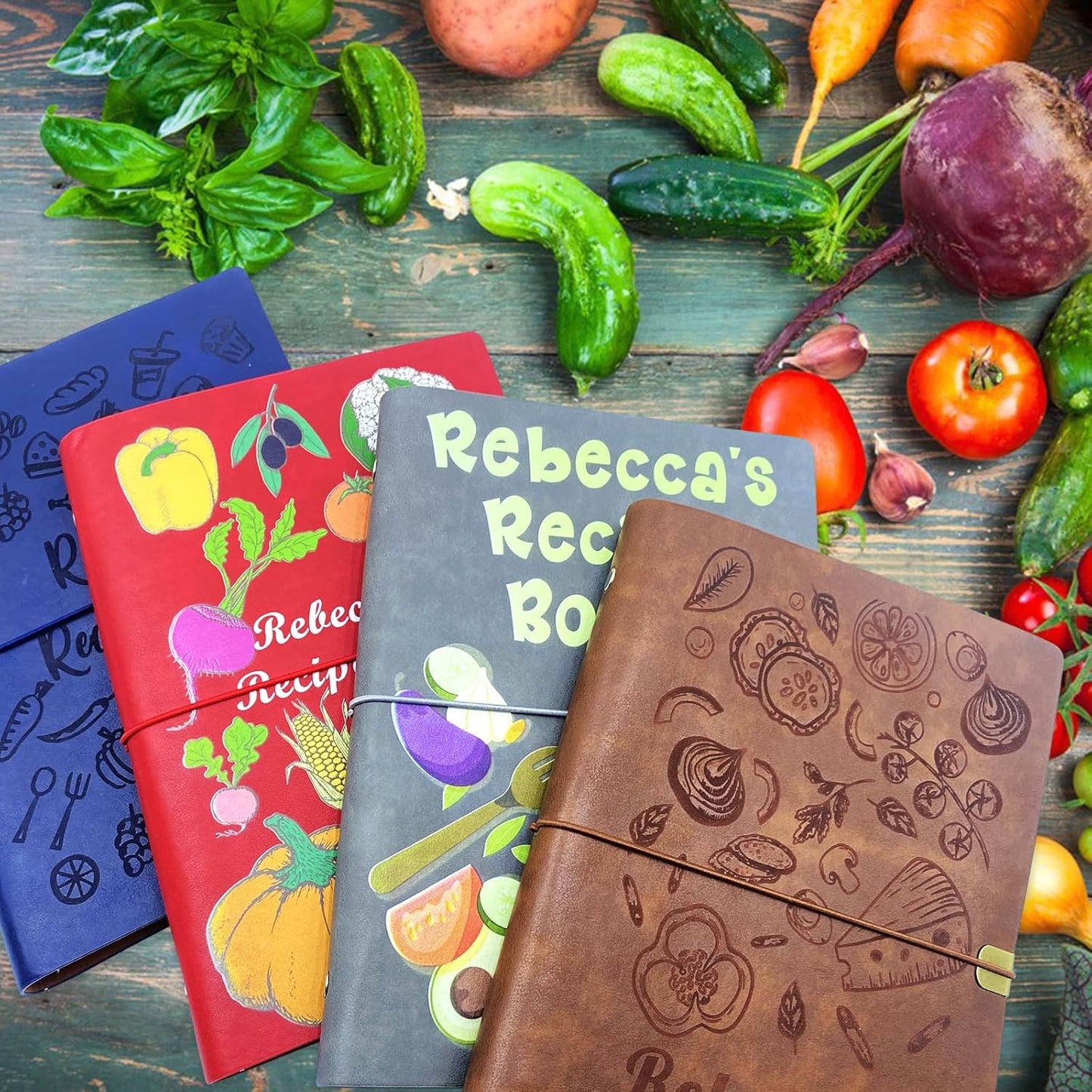 ubjva Personalized Recipe Book Custom Engraved Leather Recipe Book to Write in Your Own Recipes Family Cookbooks Journal for Mom Dad Wife Daughter