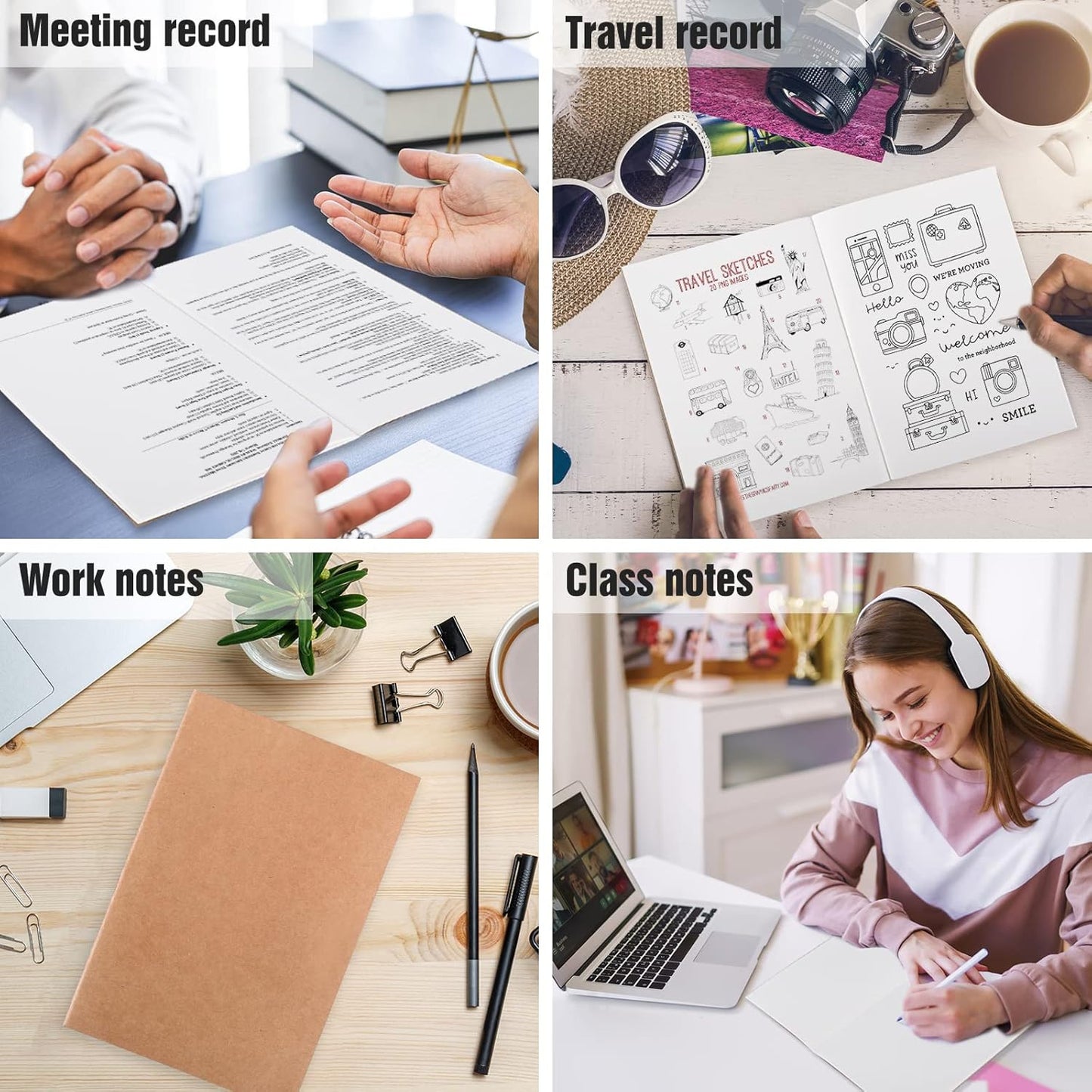 EOOUT 80pcs Kraft Notebooks for Kids, Blank Journals Bulk, Sketch Books, 60 Pages Composition Notebook, 80gsm, 8.3x5.5 Inches, Travel Journal Set, for Travelers, Students and Office Supplies