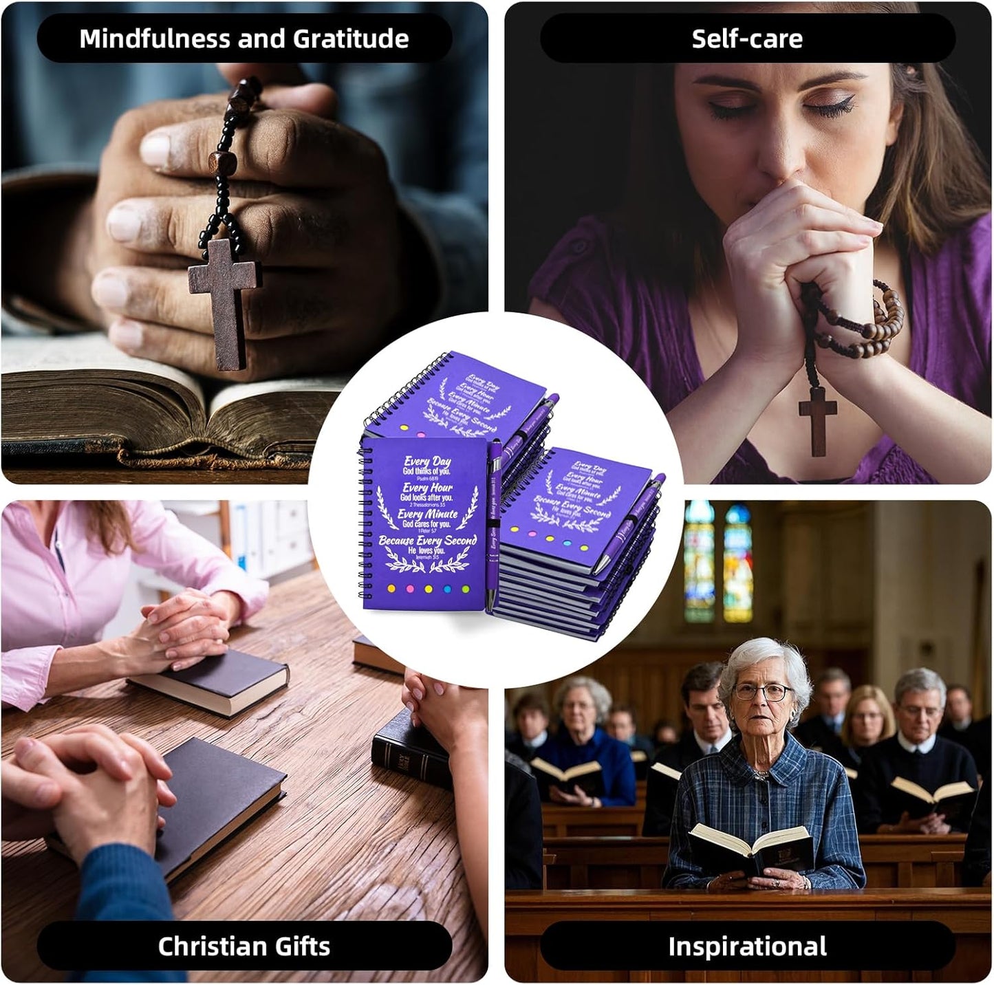 200 Pcs Bulk Fathers Day Christian Gifts Prayer Journal for Woman - 100 Set Religious Notepad with Christian Pen - Bible Notebook - Church Gifts for Inspirational, Bible Study, Devotions ( Elegant )