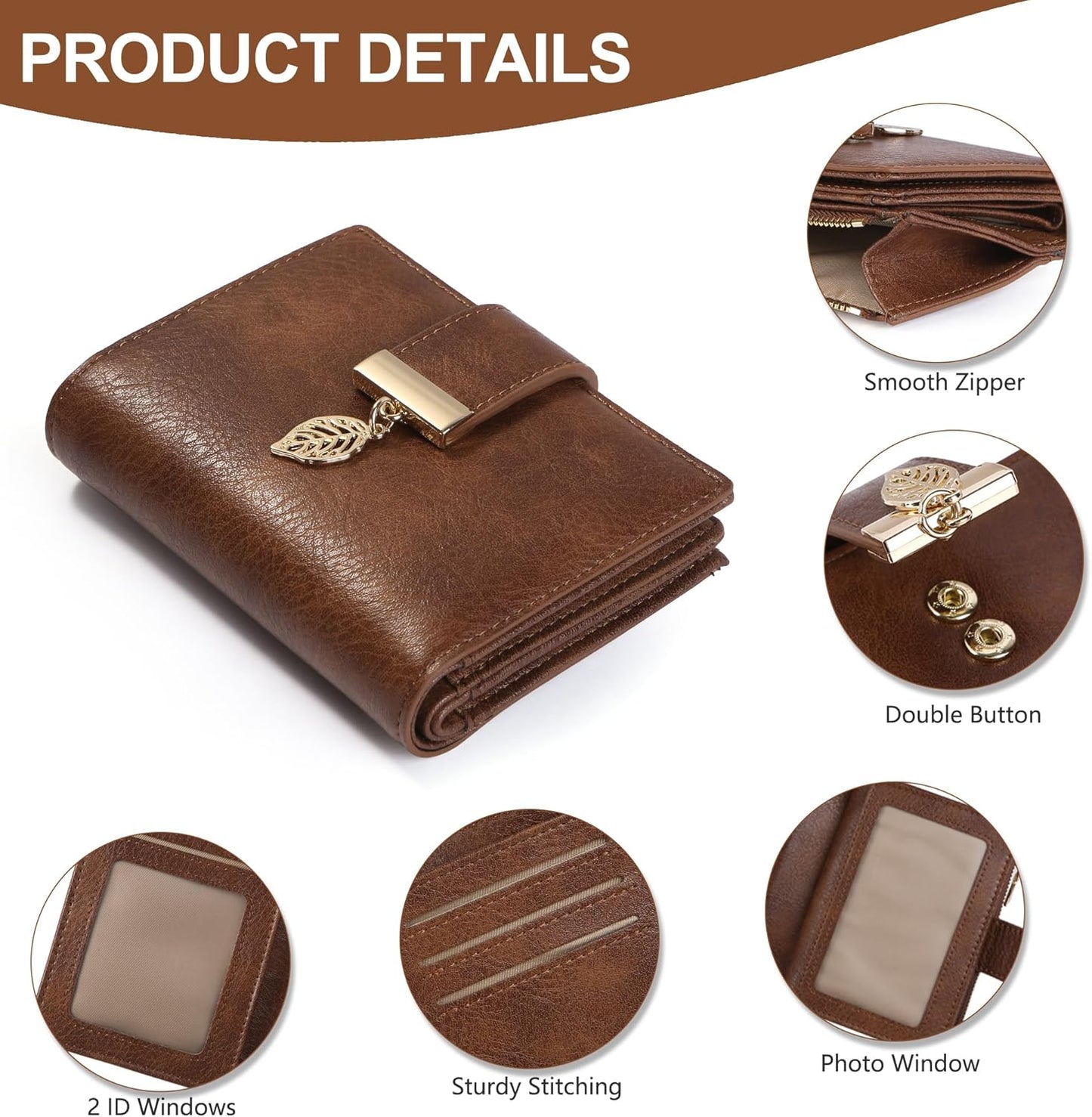 Small Wallet Women RFID Blocking Leather Bifold Wallet Credit Card Holder for Women Ladies Compact Wallet Mini Purse With Zipper Pocket