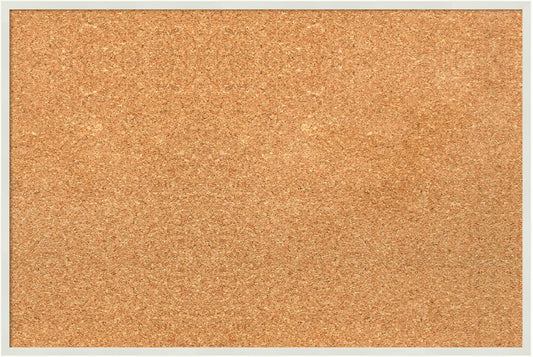 Amanti Art Natural Cork Board for Wall, 17x25 Vision Board with White Frame, Medium Corkboard Office Decor for Home Organization, Modern Corkboard Pinboard to Display Items for Home Organization in