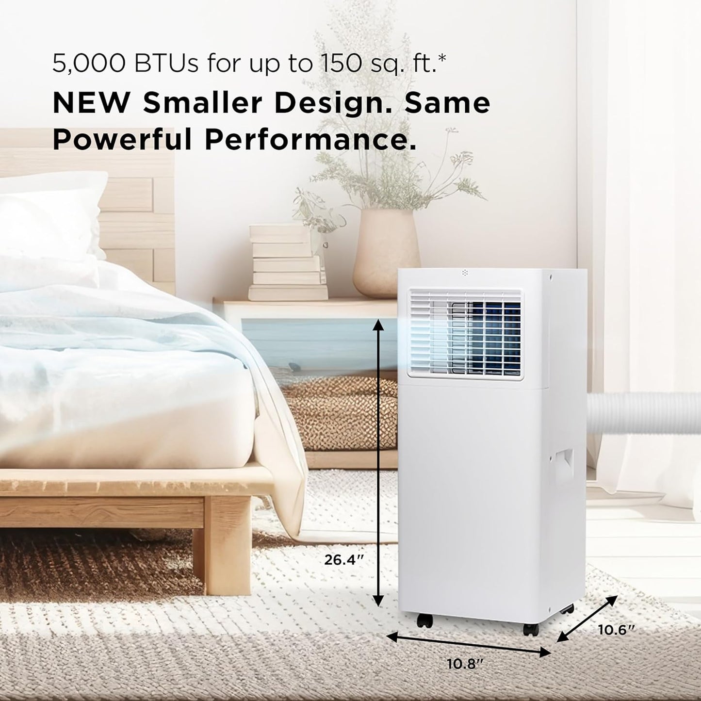 TCL 5,000 BTU Smart Portable Air Conditioner, Fan & Dehumidifier, 150 Sq. Ft., Ultra-Compact Design, Remote Control, Compatible with Alexa/Google Assistant, Install Kit Included