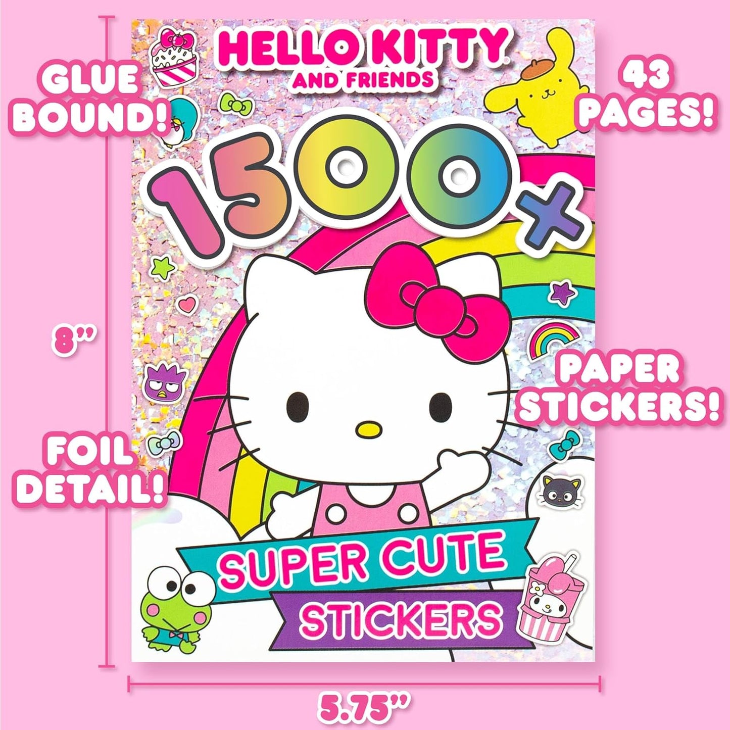 Sanrio Hello Kitty and Friends 1500+ Super Cute Kawaii Stickers, Hello Kitty Chococat My Melody Keroppi Badtz-Maru Pompompurin, Cute Gifts for Kids Teens Girls Adults