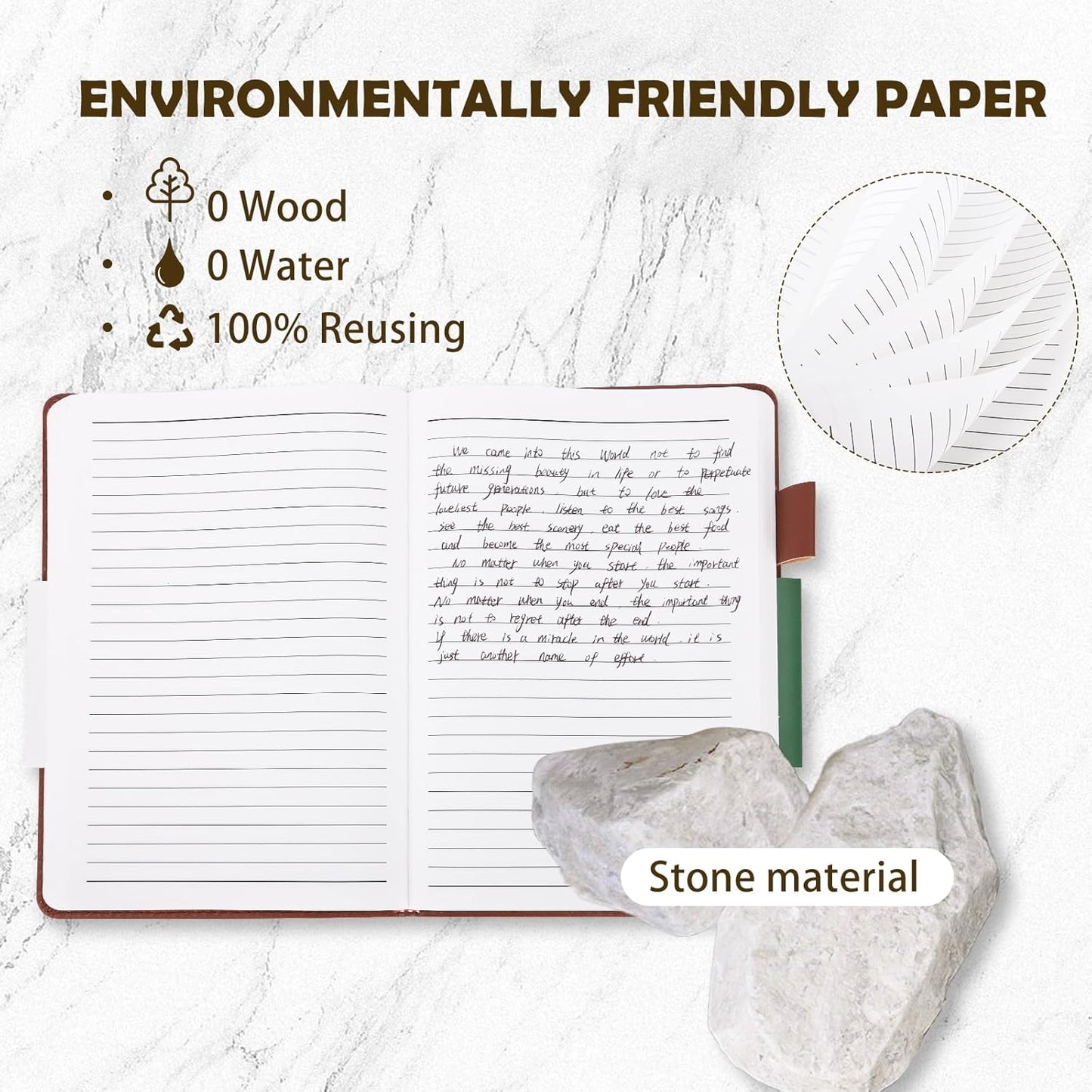 Stone Paper Notebook for Women Men, A5 Waterproof Notebook Hardcover Executive Journal, Ruled Notebooks for Writing, Business, Work ＆ School, 160 Pages Notebook with Gift Box (A5 Pink)