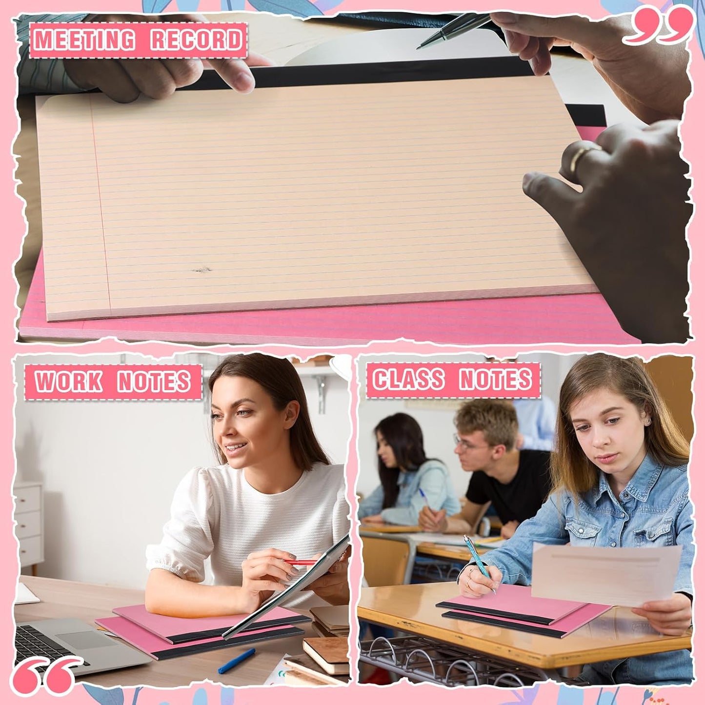 Lincia 6 Pcs 11" x 9.5" Legal Pads College Ruled Notepad Landscape Notebook Horizontal Lined Notebook 80 Gsm Assorted Colors Paper Pastel Writing Pads for School Office, 40 Sheet (Happiness Color)