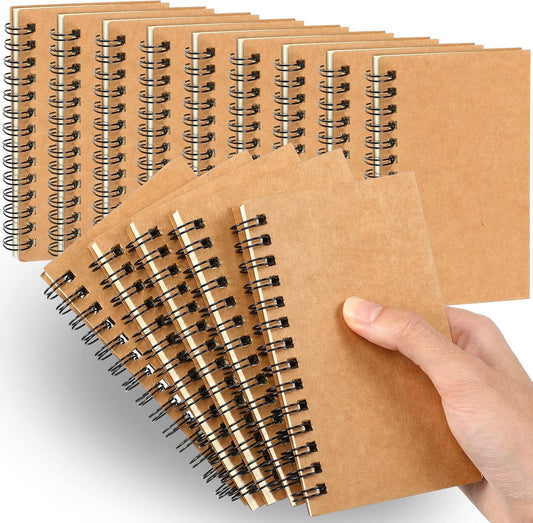 Jutom 18 Pcs Small Spiral Notebooks Memo Pads 3x5 Bulk Small Pocket Notebooks Mini Notepads with Lined Pages Mini Journals for Office Back to School Work Writing Supplies, 120 Pages (Kraft Color)