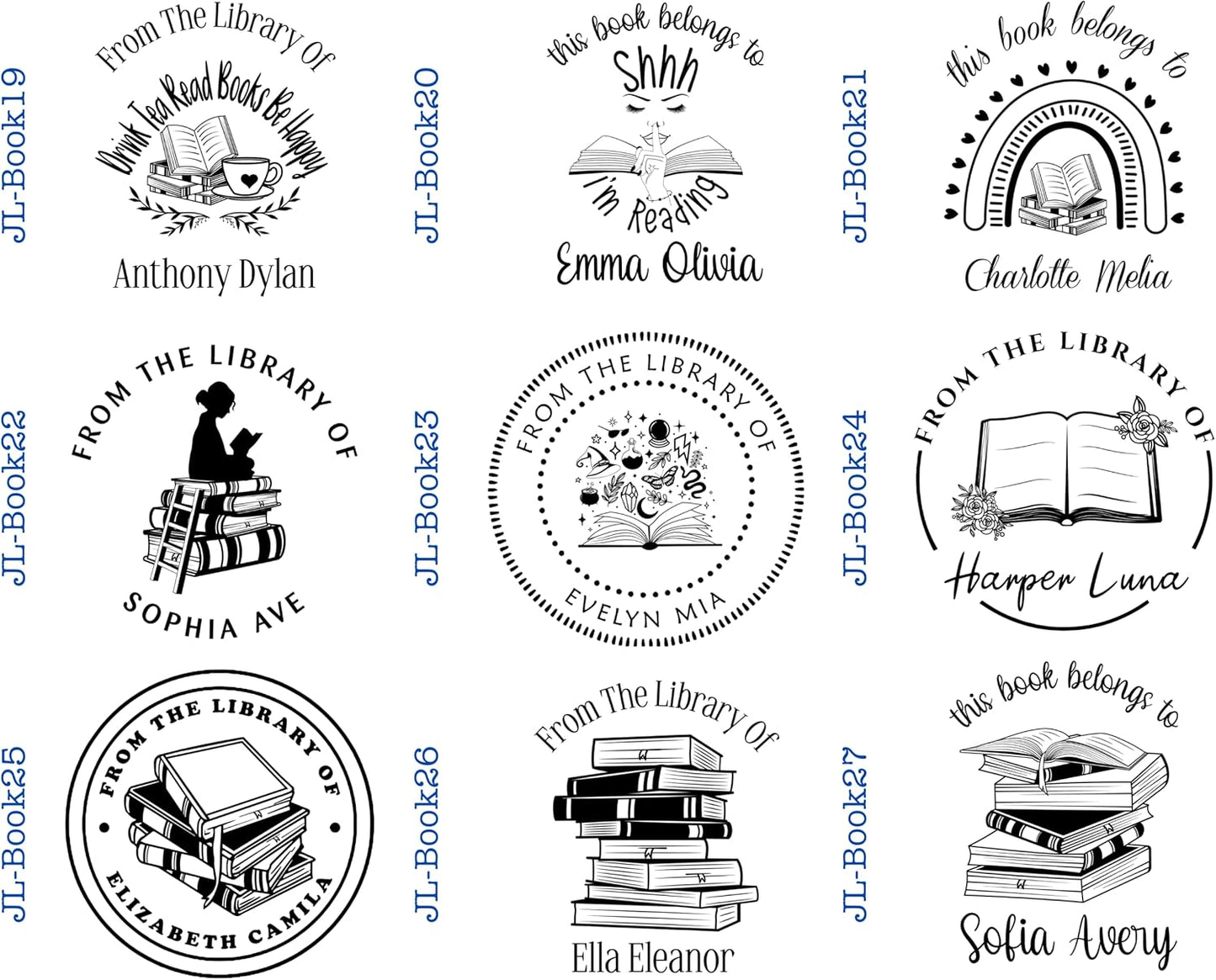 Pickled Stamps Personalized Embosser Book Stamp - from The Library of | Custom Books 1 5/8/ inchs x Black Red Blue Green Purple