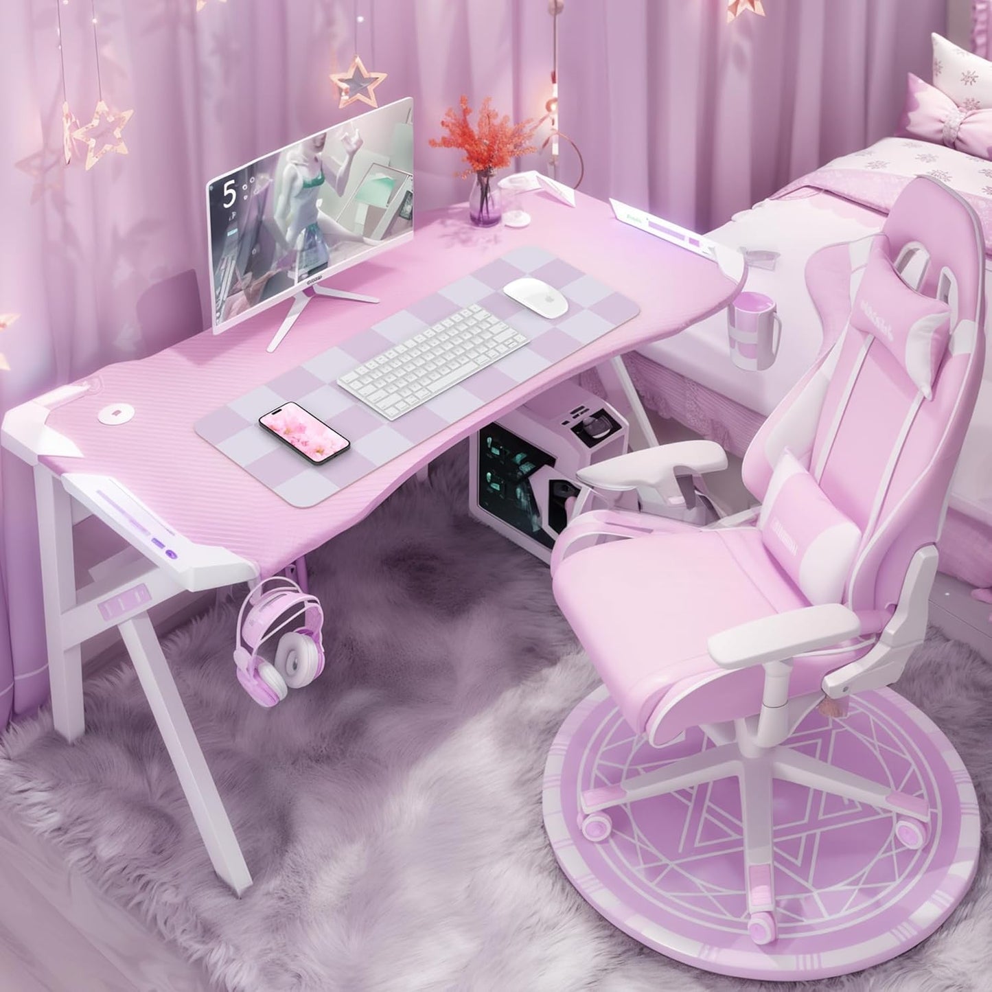 Non-Slip Desk Pad, Mouse Pad, Waterproof PU Leather Desk Protector, Large Desk Blotter, Easy Clean Laptop Desk Writing Mat for Work/Home/Decor(Purple 31.5" x 12")