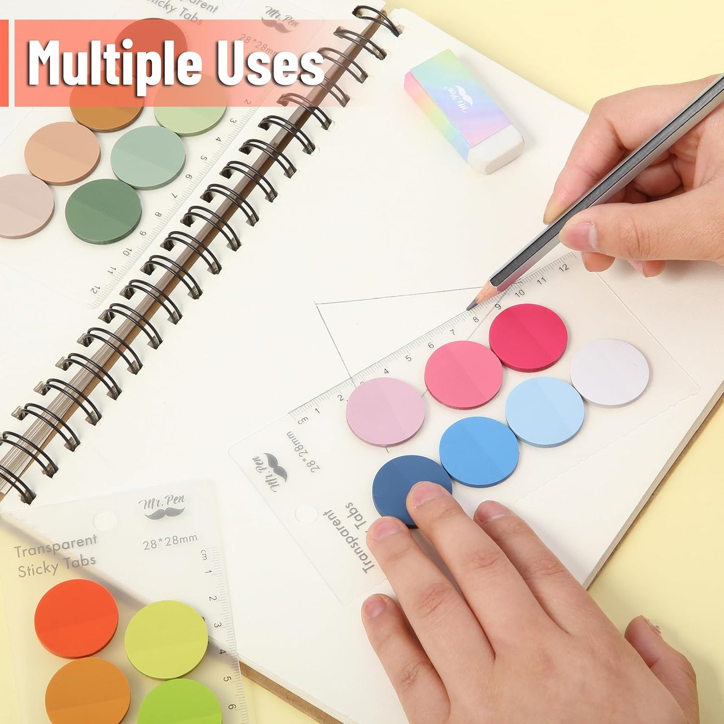 Mr. Pen- Transparent Sticky Note Set, 1120Sheets, Colorful, Round Transparent Sticky Notes Set