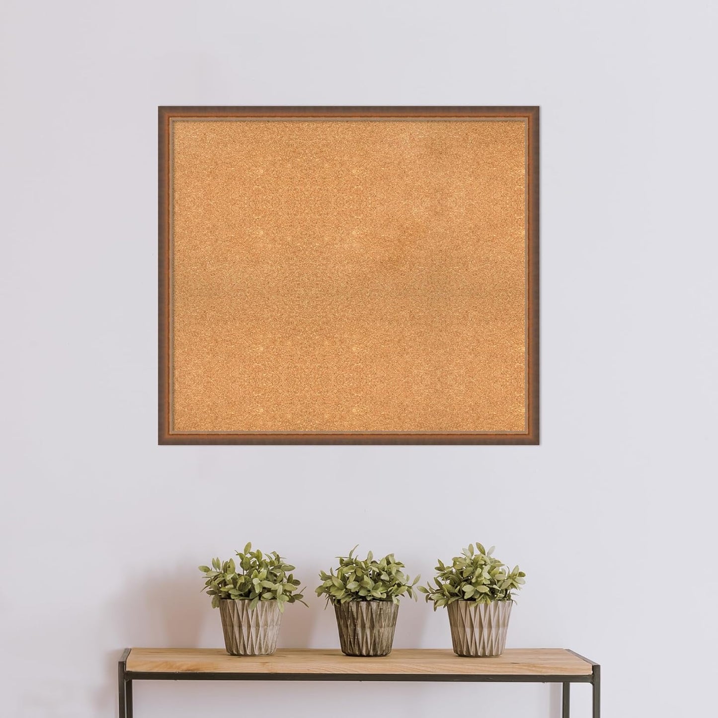 Amanti Art Natural Cork Board for Wall, 32x36 Vision Board with Bronze Frame, Large Corkboard Office Decor for Home Organization, Modern Corkboard Pinboard to Display Items for Home Organization in