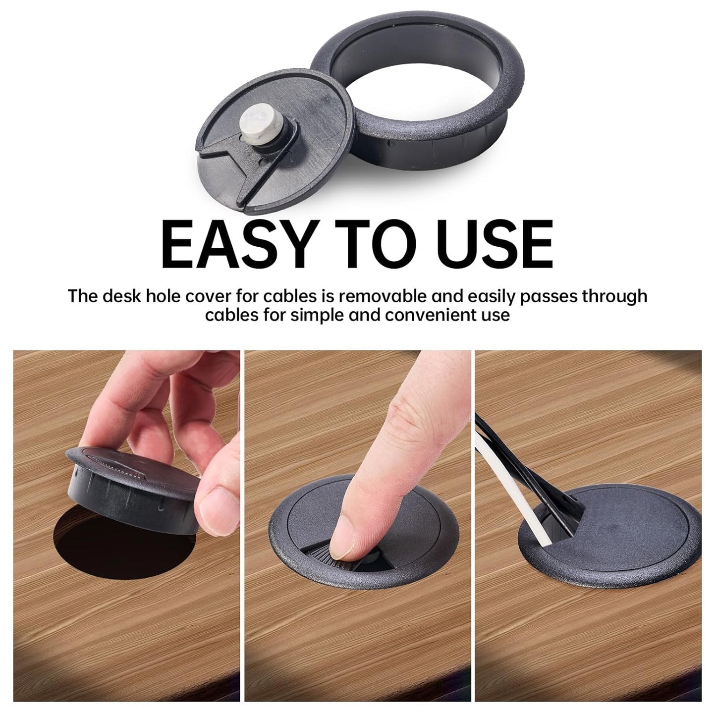 Desk Grommet 2 inch(50mm)8 Pcs, Desk Hole Grommet, Cable Grommet, Desk Hole Cover, Desk Cord Hole Cover, Desk Cable Hole Cover, Desk Wire Hole Insert, Furniture Hole Cover(Black Grommets)