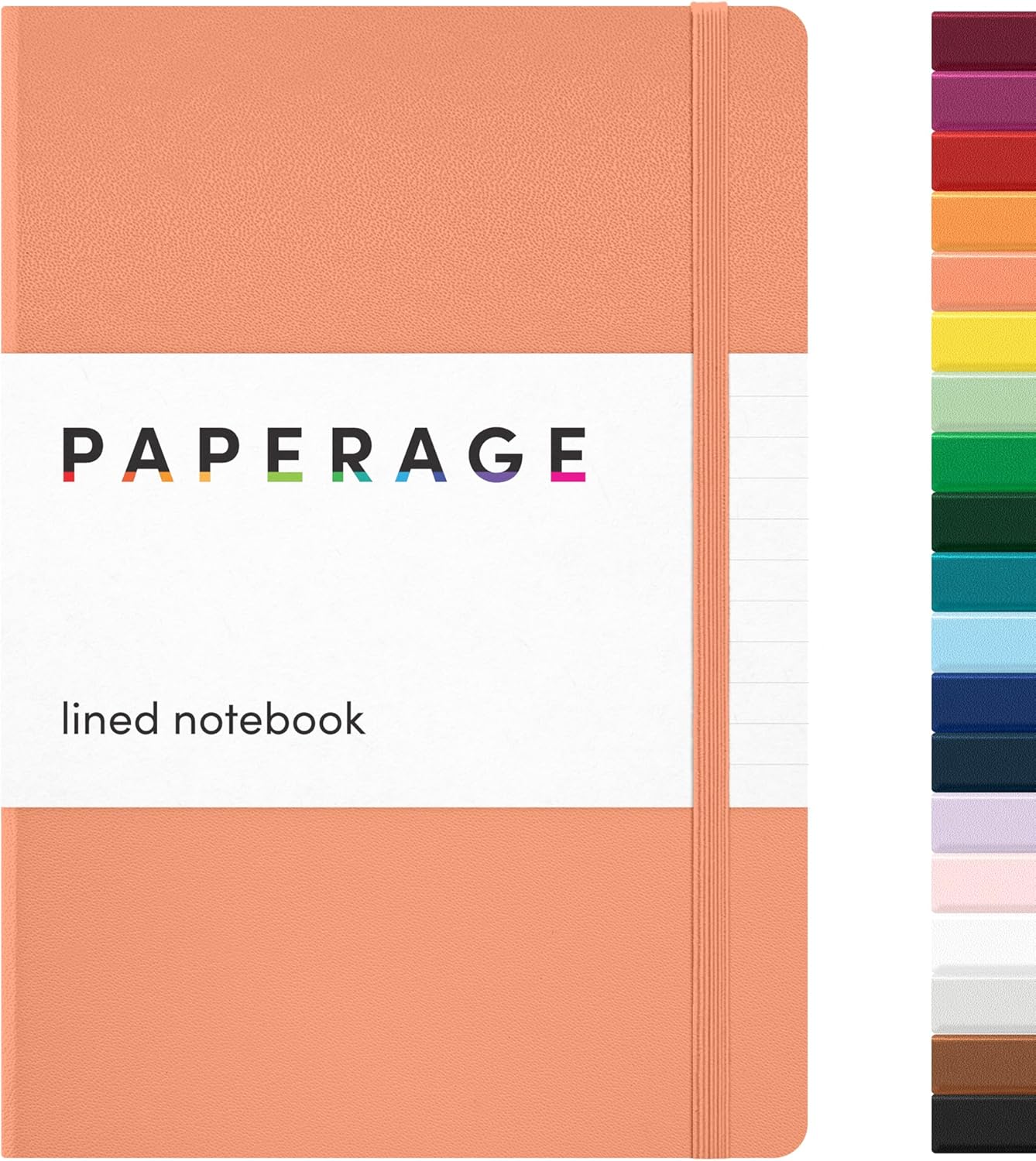 PAPERAGE Lined Journal Notebook, (Coral), 160 Pages, Medium 5.6 in x 8 in - 100 GSM Thick Paper – Hardcover Journaling Notebook for Work, School & Note Taking