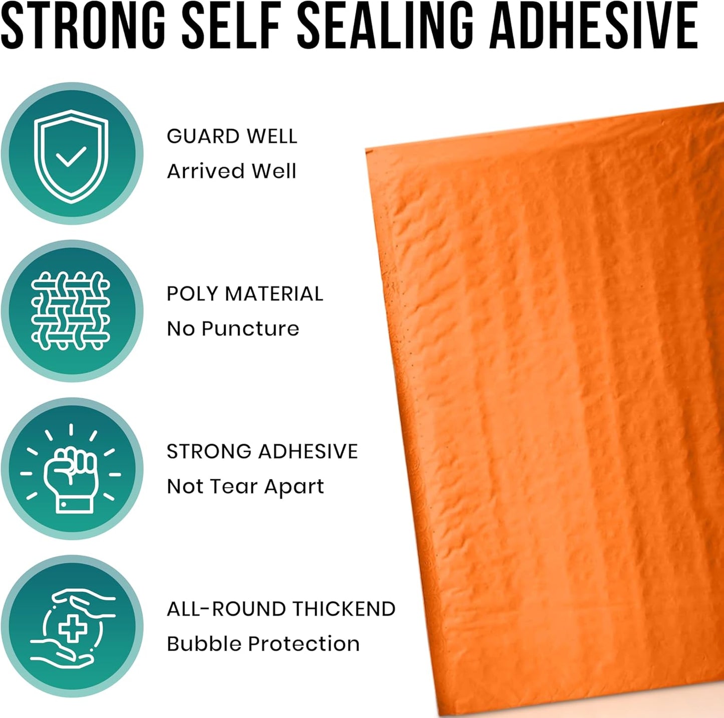 Levex - #0000 4" x 6" [5 Pack] Orange Poly Bubble Mailers, Padded Envelope Mailers, Packing Envelope & Mailing Bags for Shipping