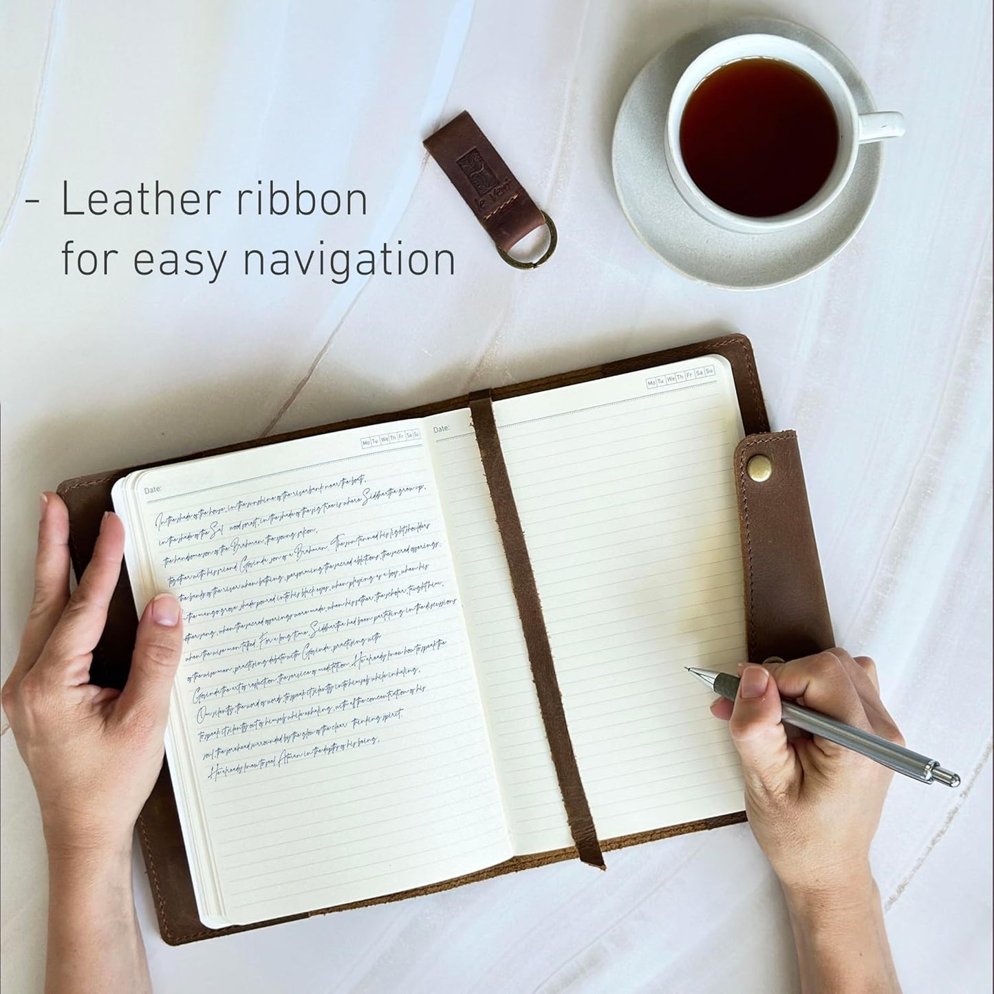 Albero Genuine Leather Journal – A5 Refillable Premium Writing NoteBook, 5x8 Cover, 360 Pages (100 GSM), Professional Organizer for Men and Women, Lined Daily Journal, Handmade Leather Note book