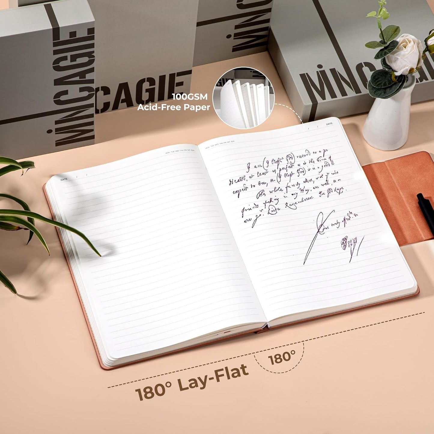 Leather Journal for Men 320 Pages B5 Large Journaling Notebooks with 100 GSM Thick Paper Journals for Writing Notebook for Men & Women with Buckle Closure Work Diary, 7.28" x 10.23", Pink