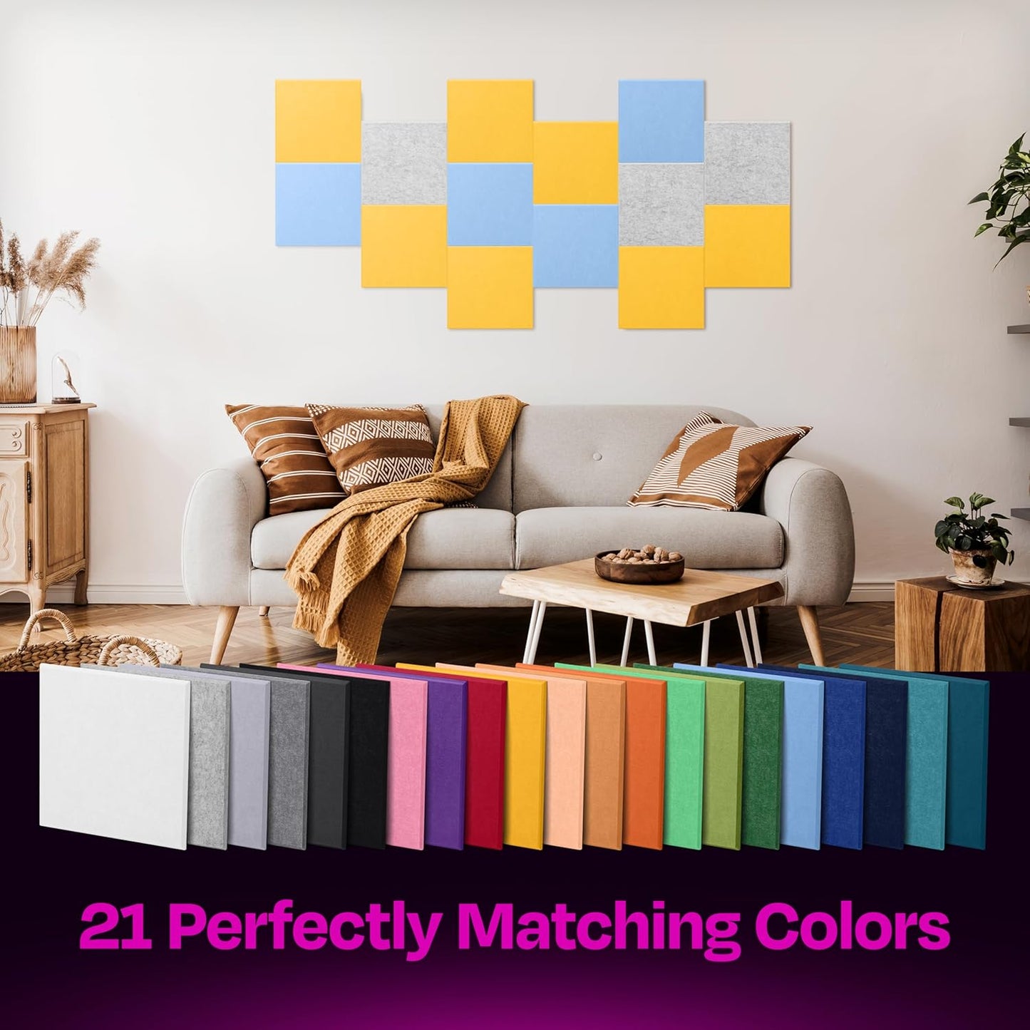 Acoustic Panels 12-Pack Soundproof Wall Panels 12"X12"X0.4" Sound Panels High Density Sound Dampening Panels - [Yellow Orange Gold Square]