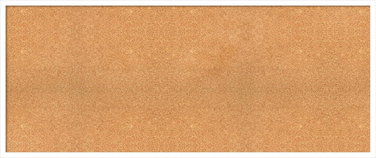 Amanti Art Natural Cork Board for Wall, 23x55 Vision Board with White Frame, Oversize Corkboard Office Decor for Home Organization, Modern Corkboard Pinboard to Display Items for Home Organization in
