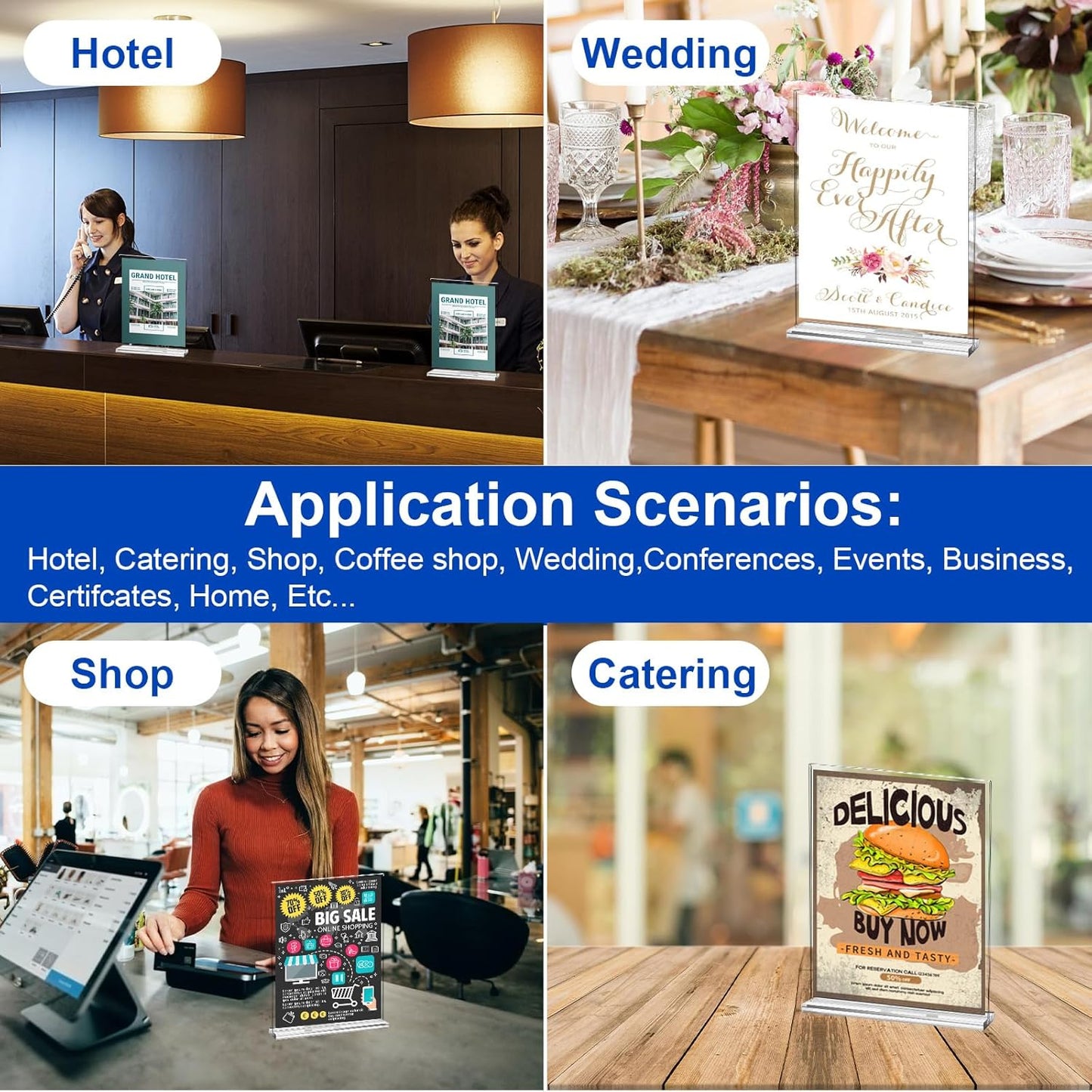 Acrylic Sign Holder,Clear Plastic Sign Holder8.5x11 inches Paper Card T Shape Double Sided Display Stand Picture Frame Desktop Menu Signs Office,Store, 3 Pack