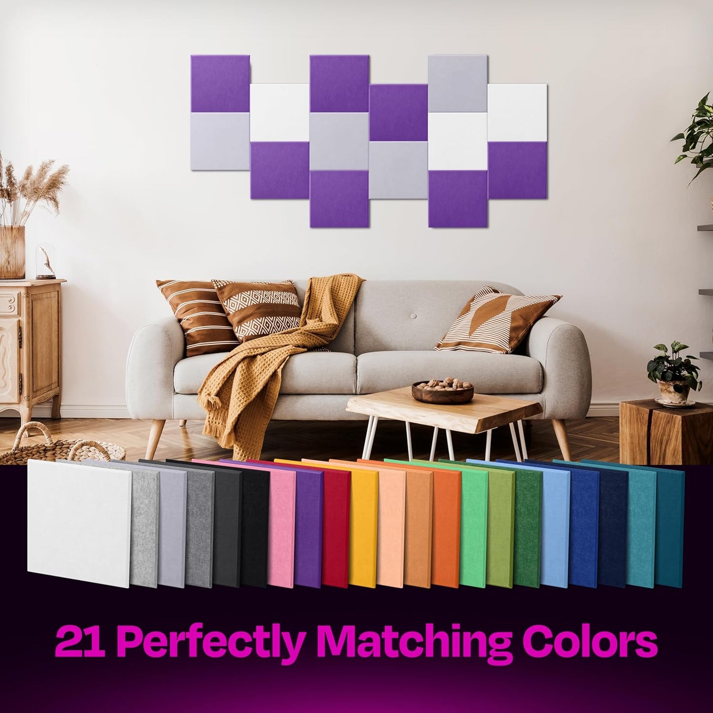 Acoustic Panels 12-Pack Soundproof Wall Panels 12"X12"X0.4" Sound Panels High Density Sound Dampening Panels - [Midnight Purple Square]