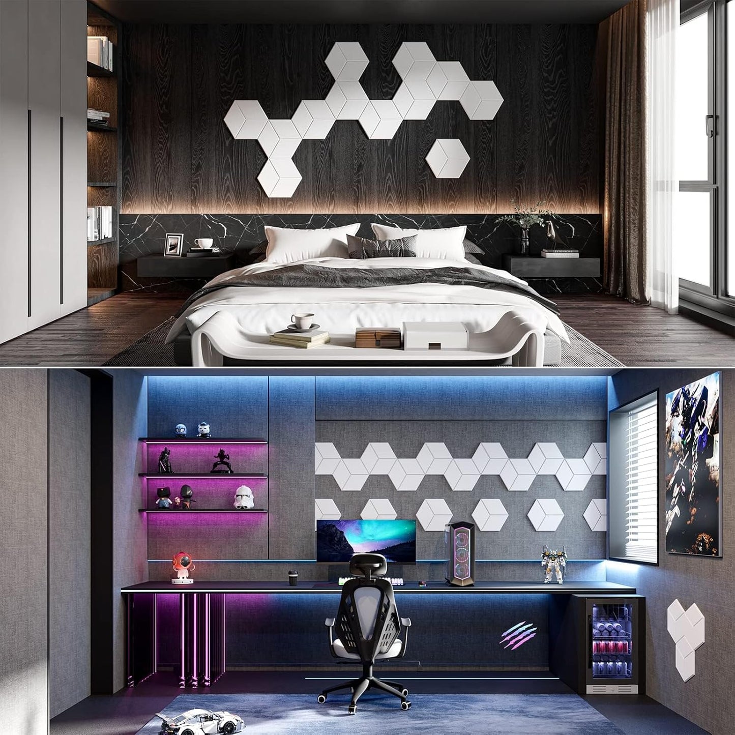 22 Pack Self-adhesive Acoustic Panels 12" X 10" X 0.4" - Sound Proof Foam Panels with High Density, Fashionable Y-Lined Design, Absorb Noise and Eliminate Echoes(White)