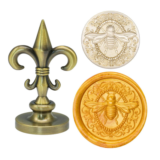 SWANGSA 3D Embossed Bee Wax Seal Stamp, Vintage Electroplated Bronze Flower Handle Sealing Stamp for Wedding Party Invitations Gift Idea Decoration