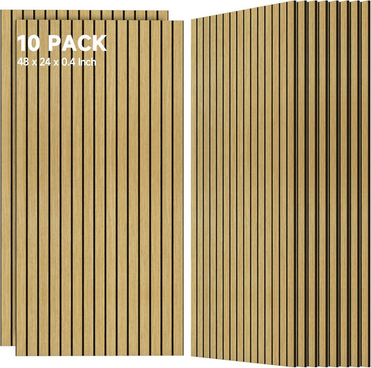 TO-TH 10 Pack Wall Tiles, 47.2” x 23.6” Sound Proof Panels for Walls, Art Wall Panels for Echo Absorption,Acoustical Barrier of Wood-Look Polyester Fiber for Home Office & Studio