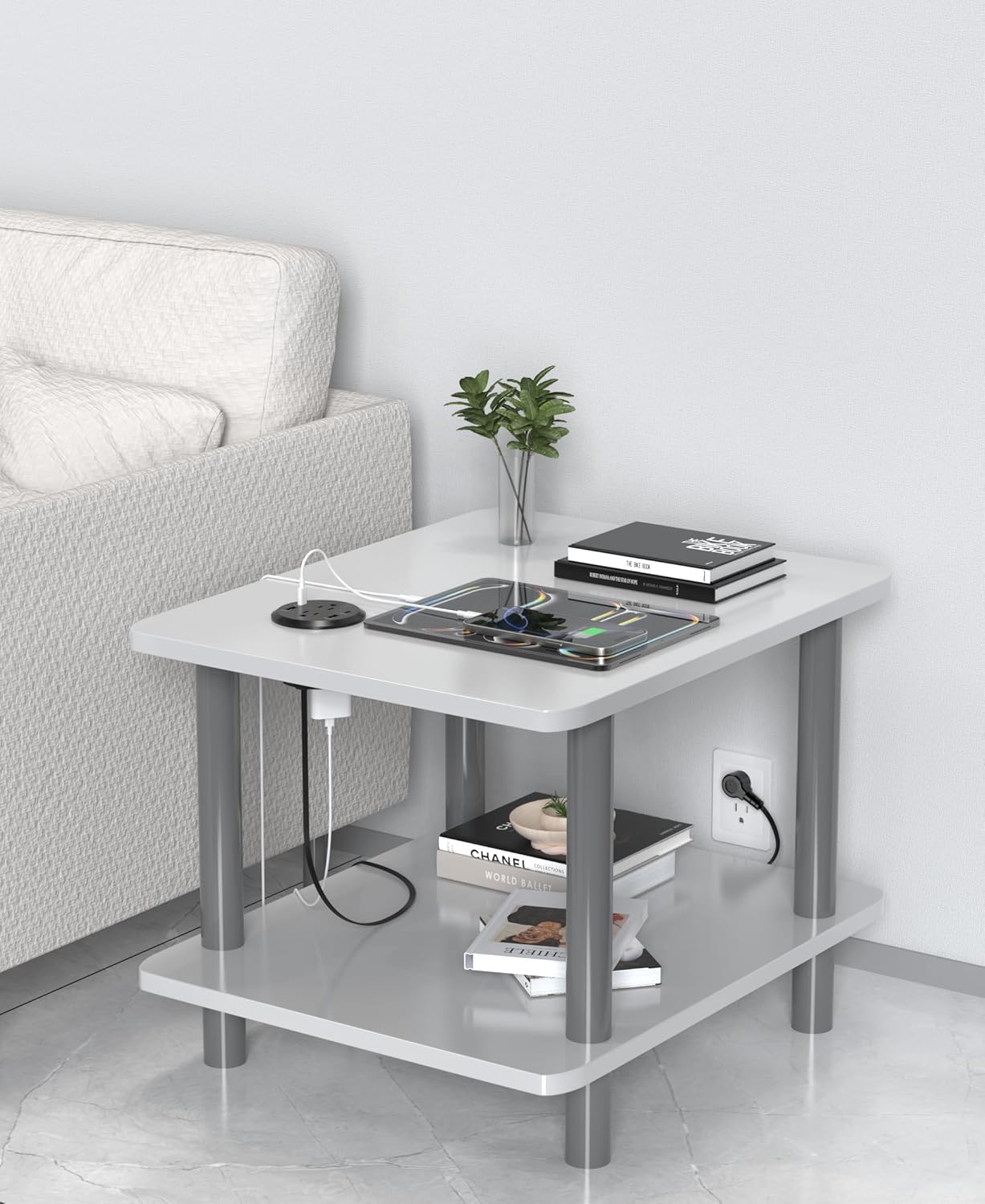 Jgstkcity Power Strip,Flush Mount Recessed Power Grommet,65W USB C Fast Charging,3-Inch Hole, 4 Outlets & 4 Ports, Ideal for Desktop & Countertop Outlet,Dual-Sided (Black, 6FT)