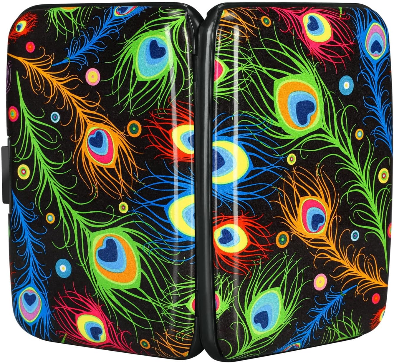 ELFISH Mini RFID Aluminum Wallet Credit Cards Holder Business Card Case Metal ID Case for Men Women (Feather)