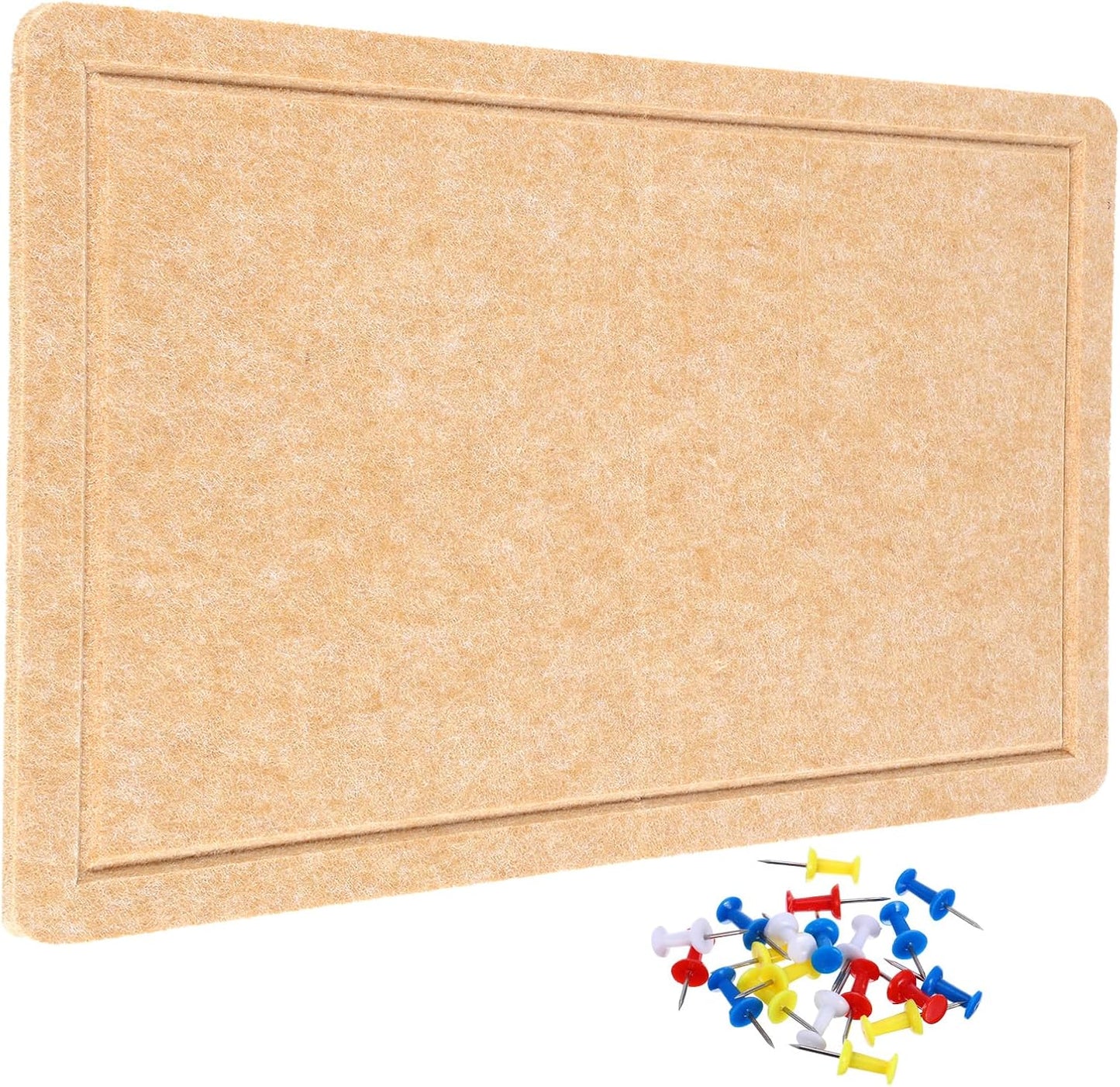 YOKIVE Felt Bulletin Board, 24 x 15.7 -Inch Foldable Decorative Pin Board Self Adhesive Felt Cork Board with 20 Pushpins, Great for Wall, Photo Display, Paste Note, Schedule(Beige Brown)
