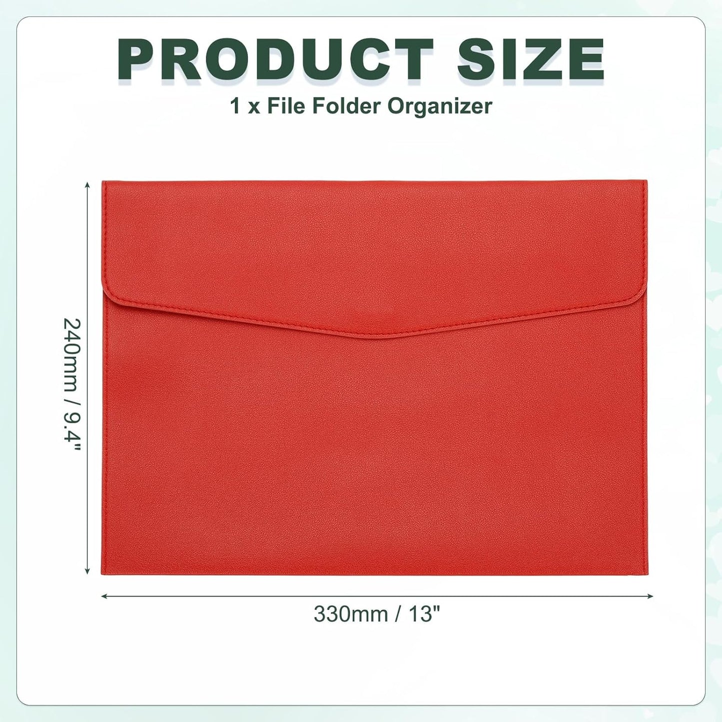 PATIKIL PU Leather A4 File Folder, Document Holder Filing Organizer Portfolio Envelope Folder Case with Snap Closure for Letter Receipt Style 2, Red