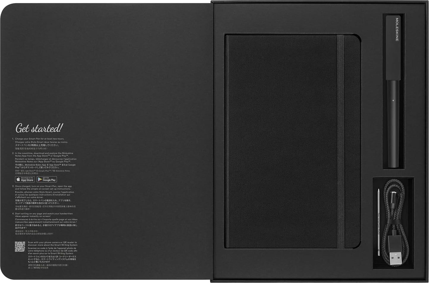 Moleskine Smart Writing Set with Improved Battery – 2024 Edition | Smart Notebook & Smart Pen for Digital Note-Taking | Works Notes App Smart Notebooks Only