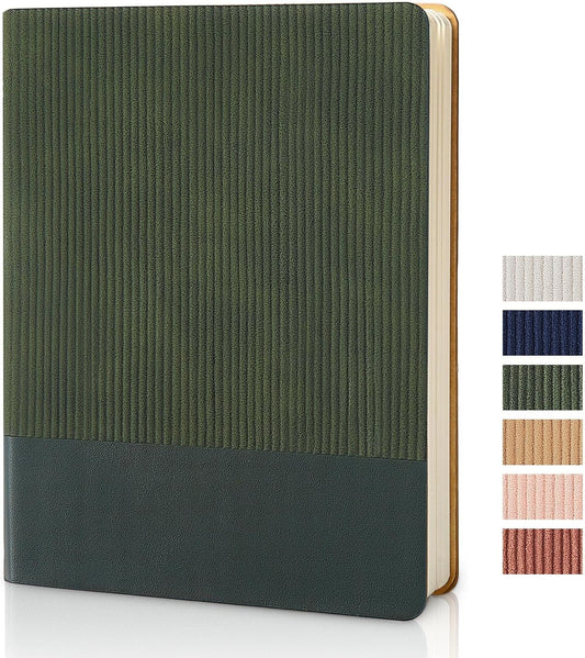 Lined Journal Notebook for Work College Ruled Note Book 7.2"x9.6" B5 PU Leather Daily Journaling 160 Pages for Women Men Writing Home School Supplies Business (B5 Lined 160pages, 03-Dark Green)