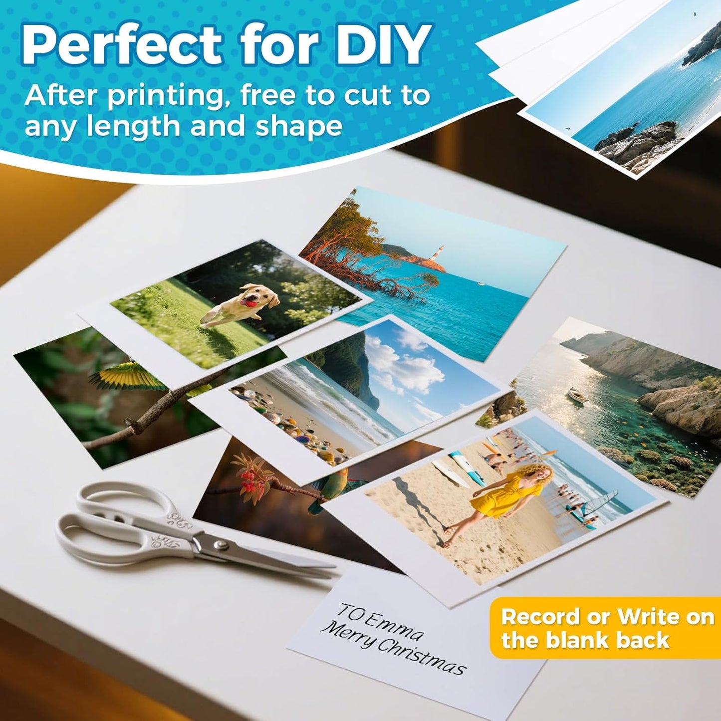 Glossy Photo Paper for Printer - 20 Sheets 8.3 x 11.7 In Inkjet Photo Printer Paper, Instant Dry Single-sided Printing Picture Paper for DIY Picture Wall, Greeting Card, Menu, Brochure, Decors