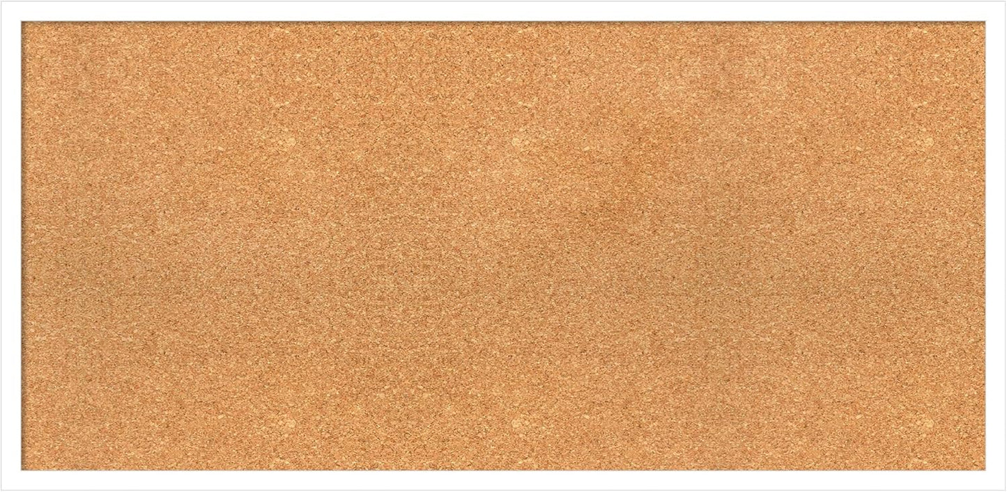 Amanti Art Natural Cork Board for Wall, 19x39 Vision Board with White Frame, Large Corkboard Office Decor for Home Organization, Modern Corkboard Pinboard to Display Items for Home Organization in