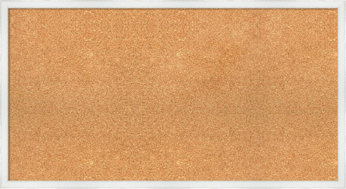 Amanti Art Natural Cork Board for Wall, 19x35 Vision Board with White Frame, Large Corkboard Office Decor for Home Organization, Country Rustic Corkboard Pinboard to Display Items for Home