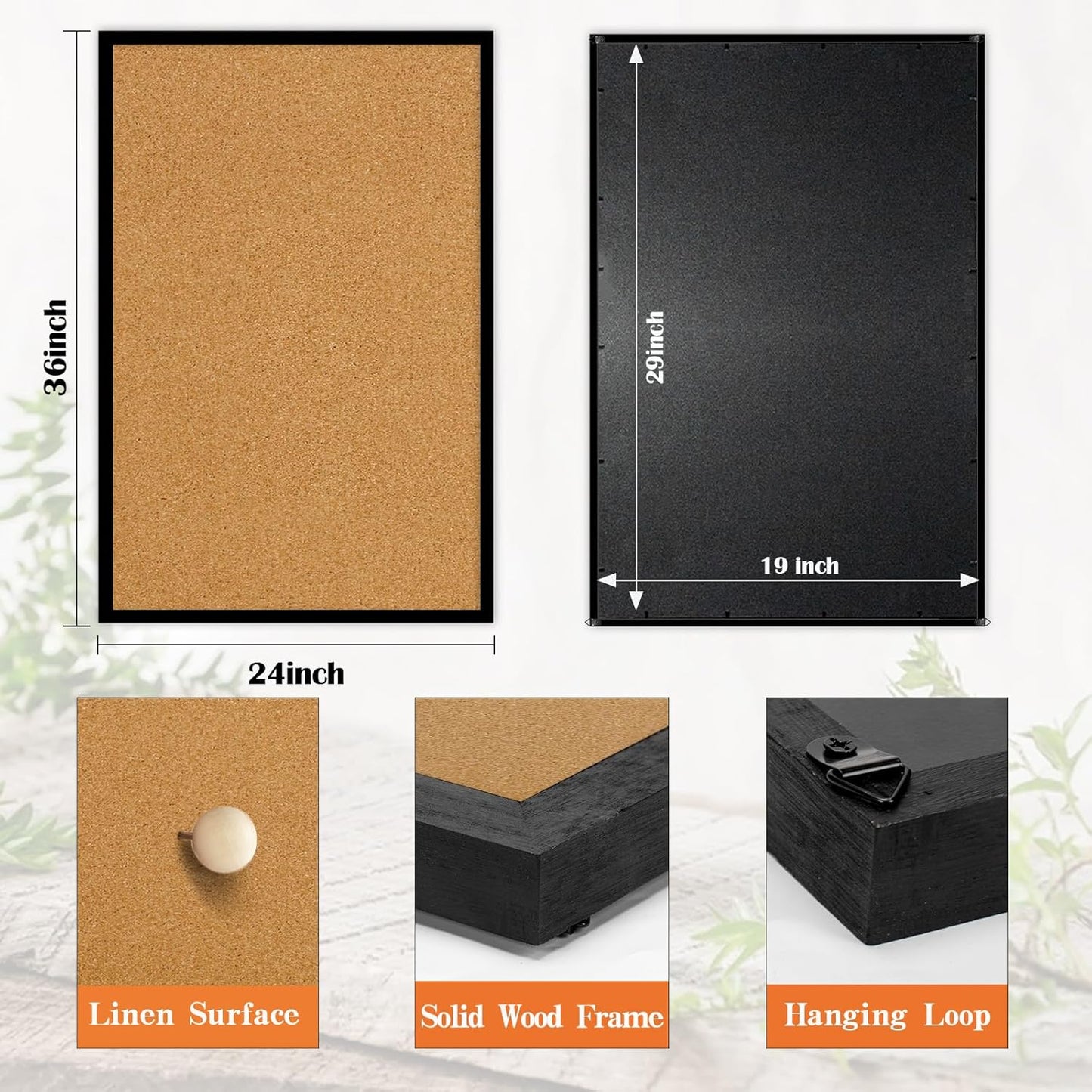 Miratino Large Bulletin Board, 36 "x 24" Cork Boards for Walls with Black Frame, Pin Display Board Vision Board for Home School Office Decor…