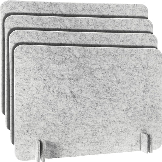 4 Pack Acoustic Desk Divider Desk Partition - Freestanding Privacy Panel 16 x 24 Inches Noise Reducing Partition for Office Table Standing Student Study Reception Area(Silver Gray)