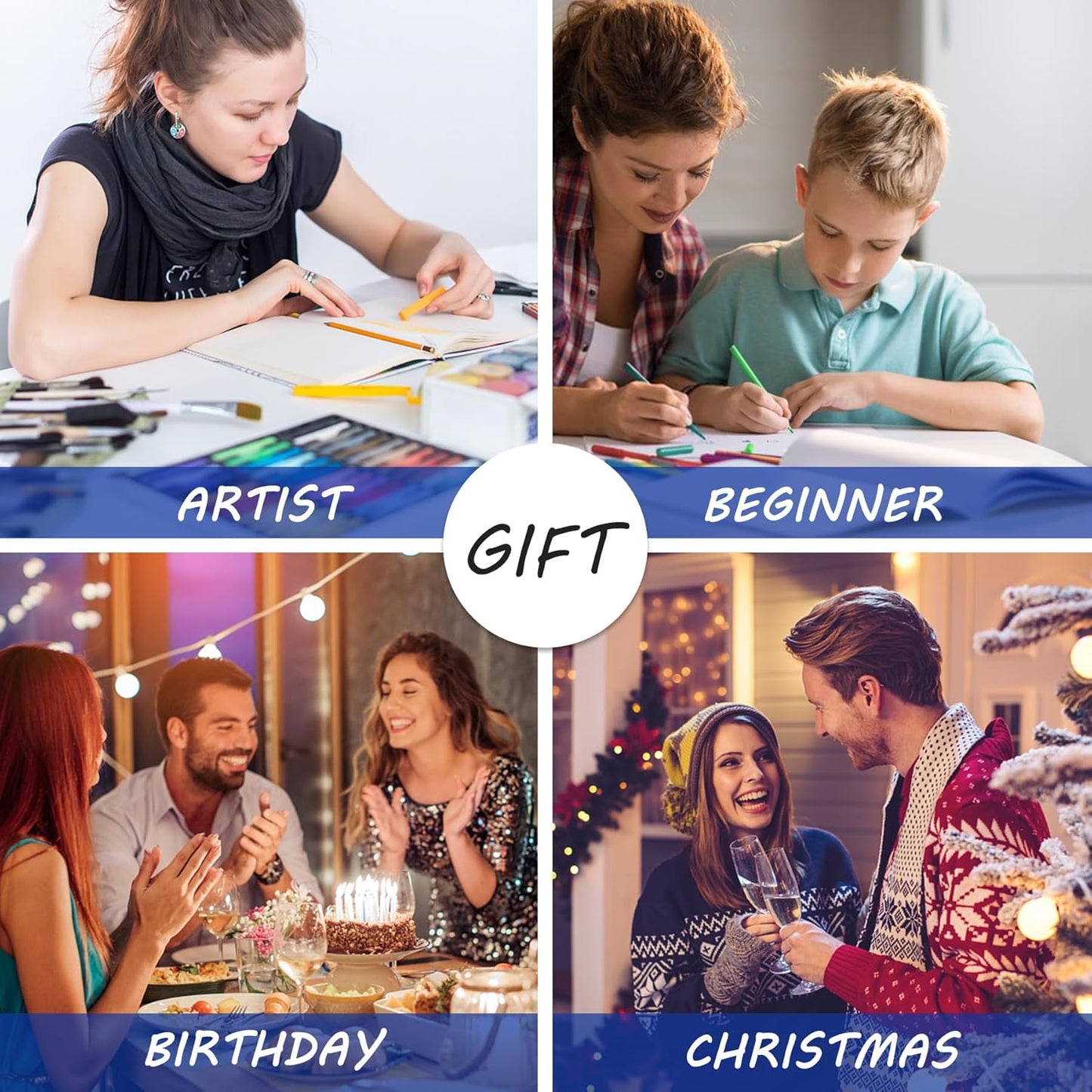 Hardcover Square Sketch Book, 120lb/200GSM Sketchbook Thick Drawing Paper for Marker Watercolor Pencil Mixed Media, Premium Drawing Notebook, 60 Sheets/120 Pages 8x8 Inch Sketch Pad, 2 Pack