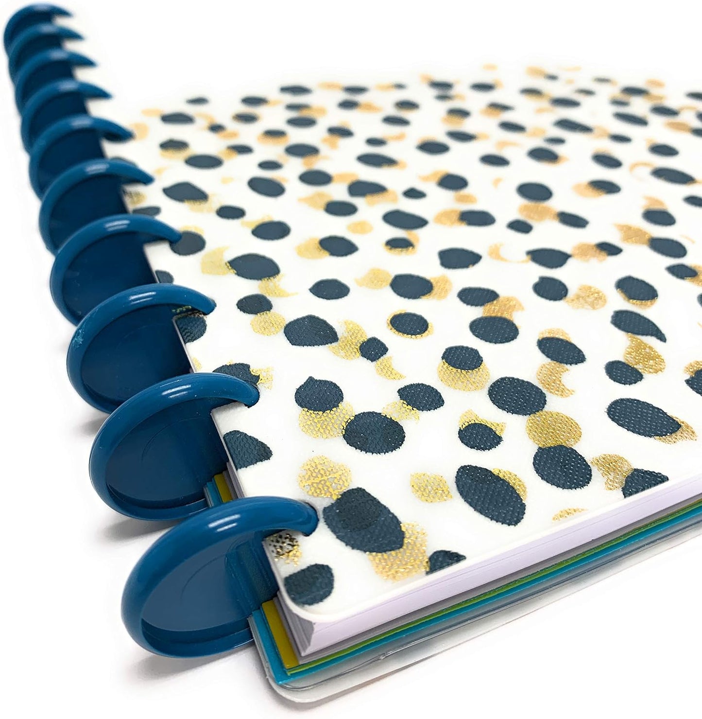 Talia Discbound Notebooks, Planner, Customizable, (Fireworks Deep Lake with deep Lake Blue Discs, Midsize (7.5in x 9.75in))