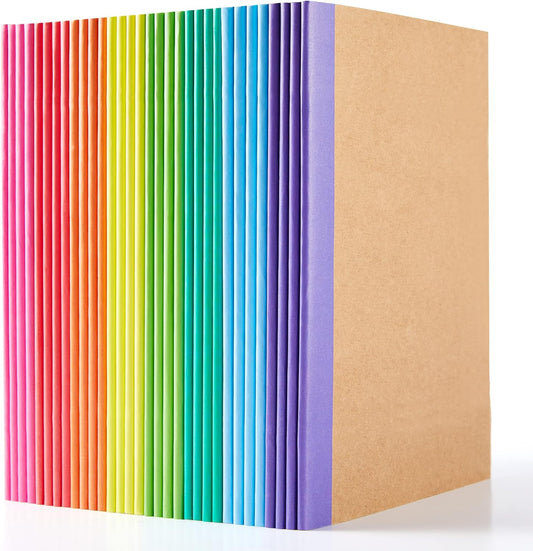 32 Pack Composition Notebooks Bulk, Feela Kraft Cover Lined Blank College Ruled Composition Travel Journals with Rainbow Spines For Women Students Business, 60 Pages, 8.3”x 5.5”, A5, 8 Colors