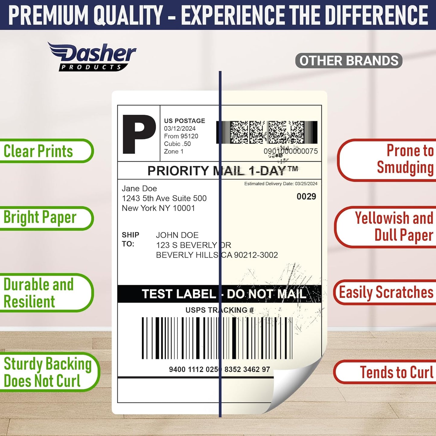 Dasher Products Thermal Shipping Labels with RFID Chip Compatible with Dymo LabelWriter 5XL 1744907 4x6 Internet Postage Labels, Water Resistant, Strong Adhesive, Perforated, 220 per Roll (4 Pack)