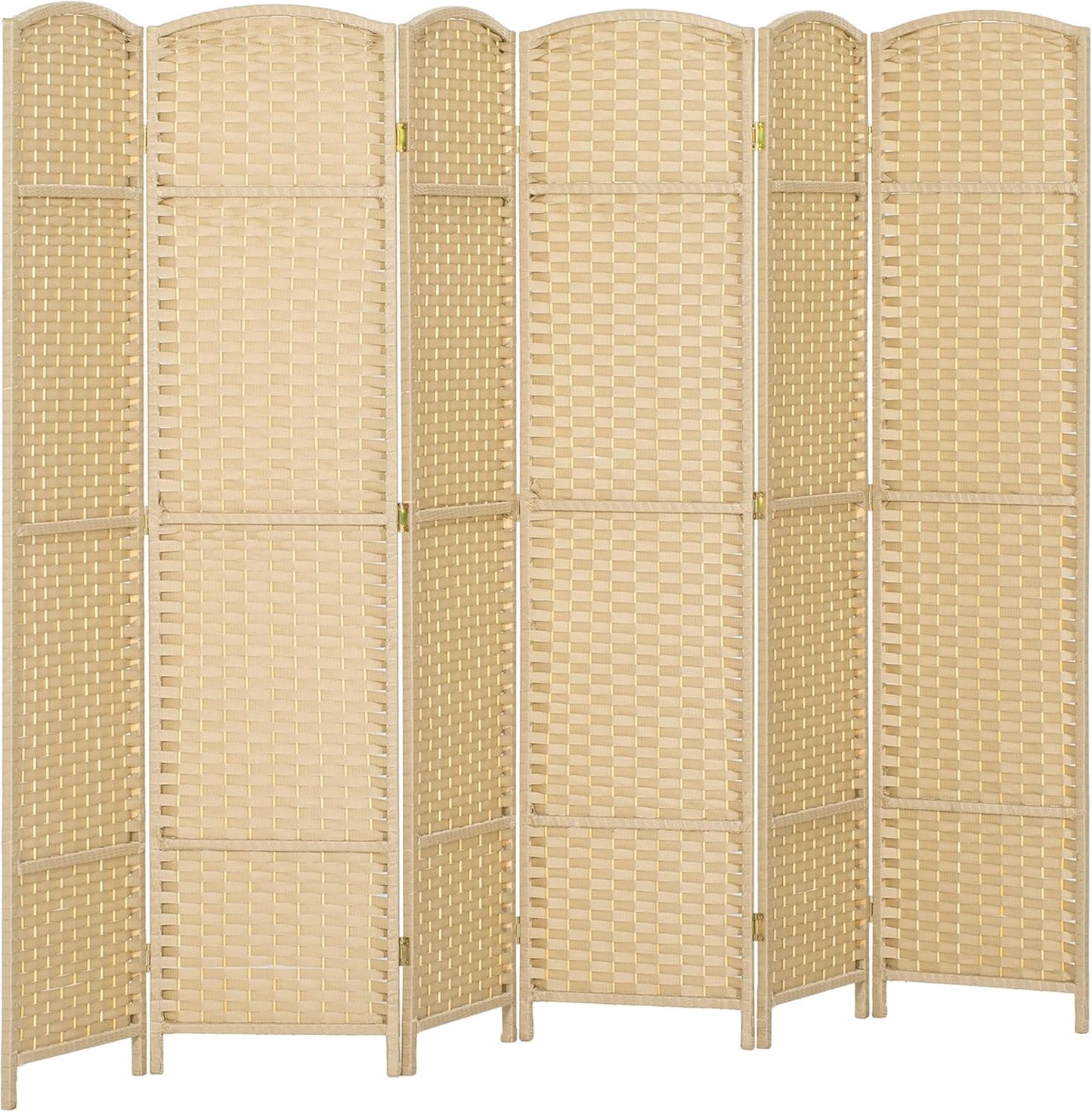 HOMCOM Room Divider, 6 Panel Folding Privacy Screen, 5.6' Tall Freestanding Wall Partition for Home Office, Bedroom, Beige