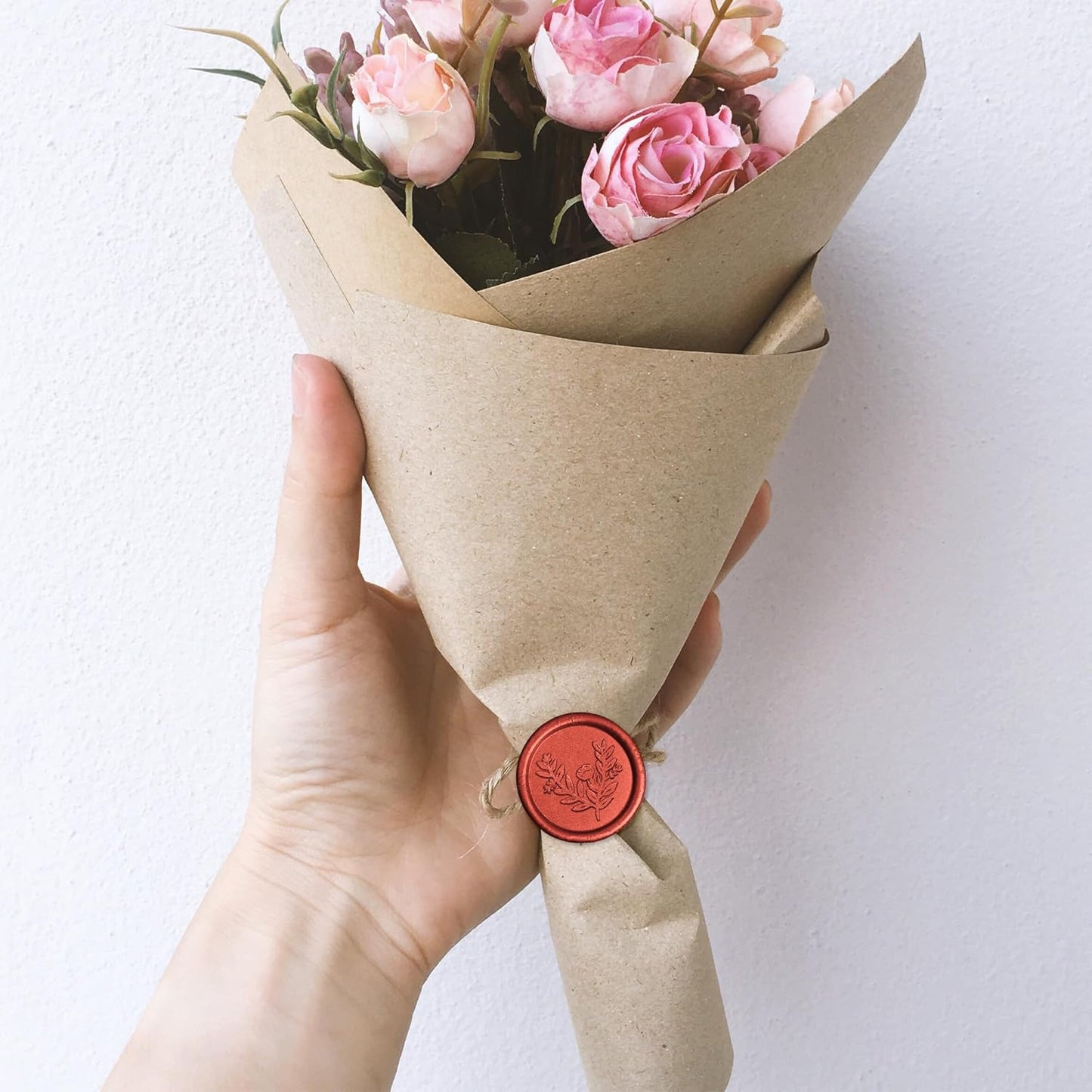 Handmade Wax Seal Stickers - Wedding Invitation Envelope Seal Stickers, 25 Pcs Self- Adhesive Stickers, Perfect for Invitation, Christmas, Gift Wrapping (Eucalyptus Style, Red Wax)