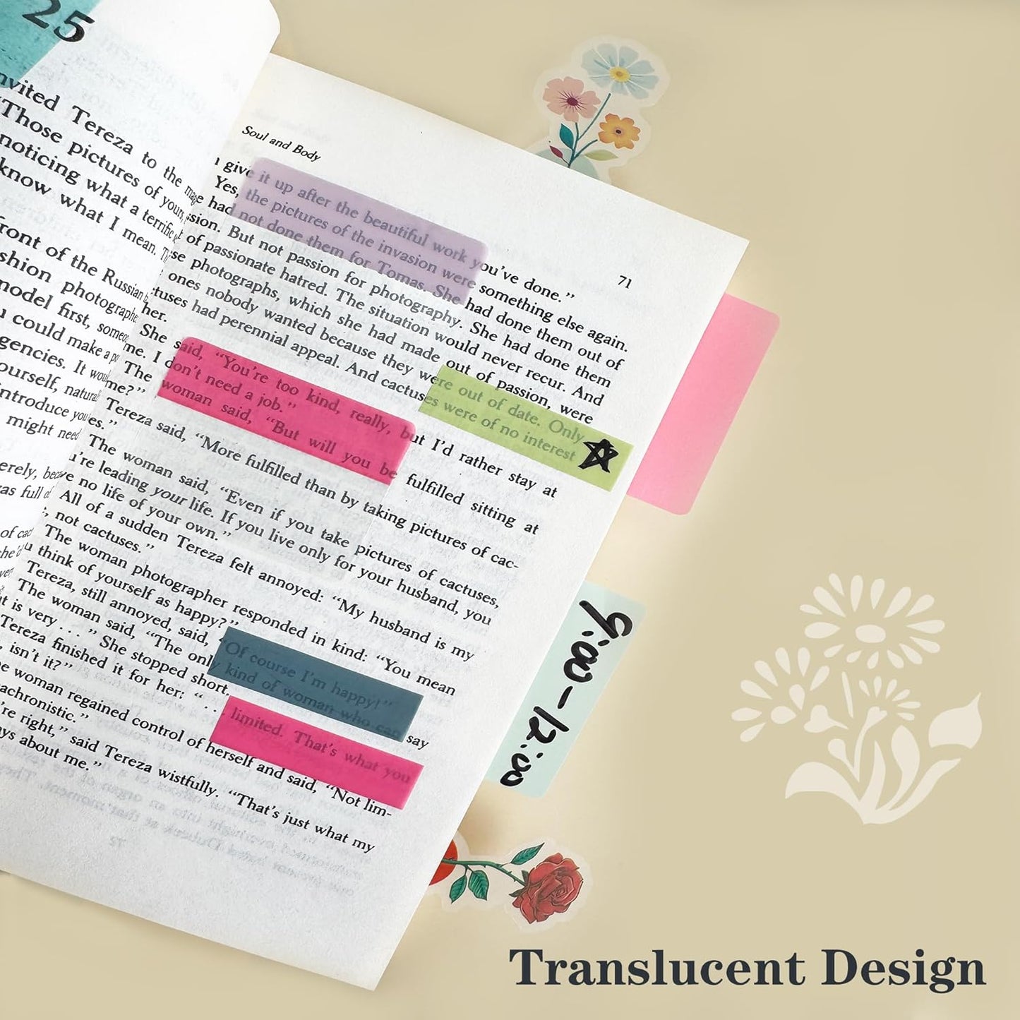 ELII 500 PCS Sticky Tabs 2 Inch Index Tabs, Colored Page Markers Repositionable Tags Reading Tabs Self Adhesive Tape Flags for Books, Binders, Notebook and File Folders