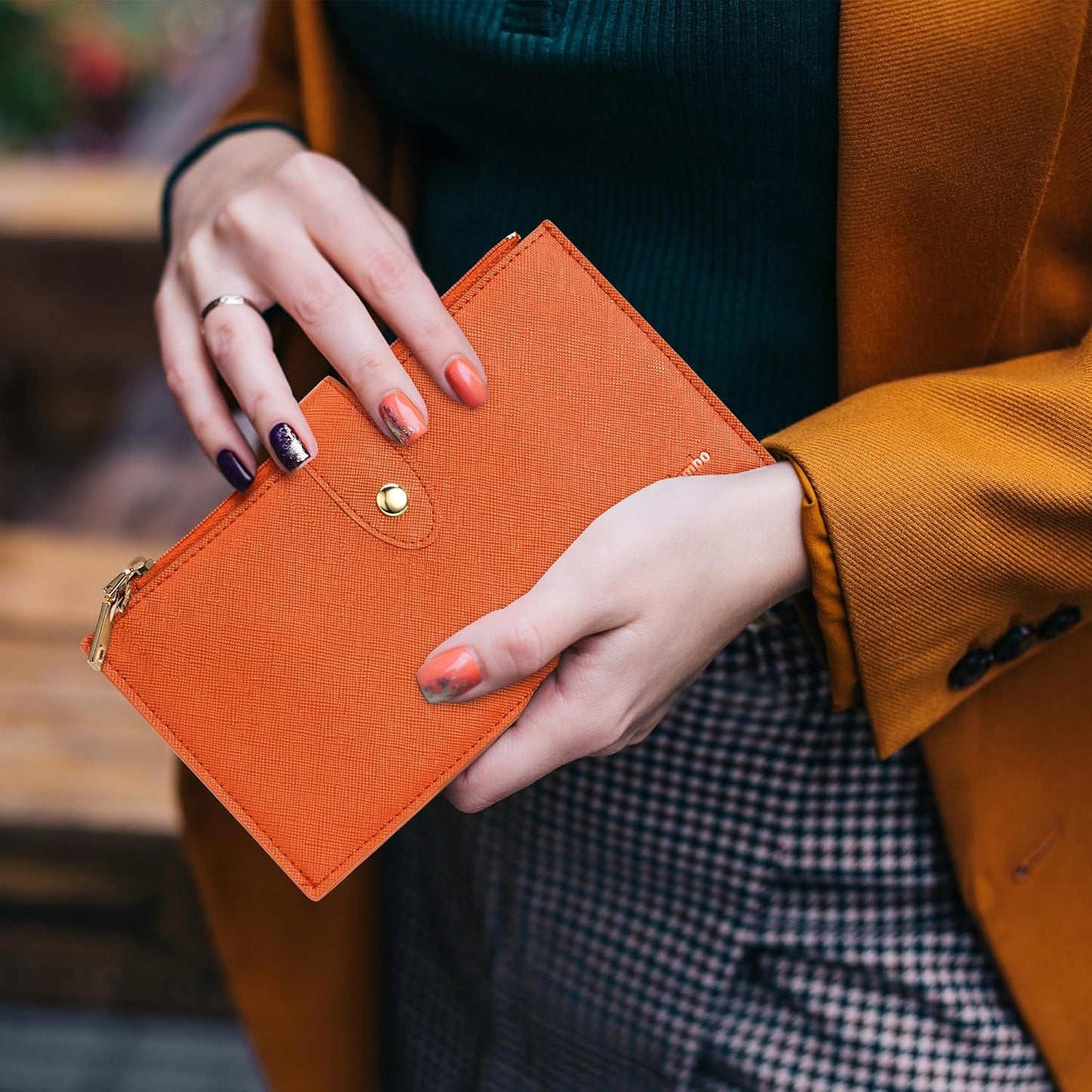 Travelambo RFID Wallet Women Large Size Bifold Multi Card Wallet Case with Zipper Pocke Credit Card Holder for Women