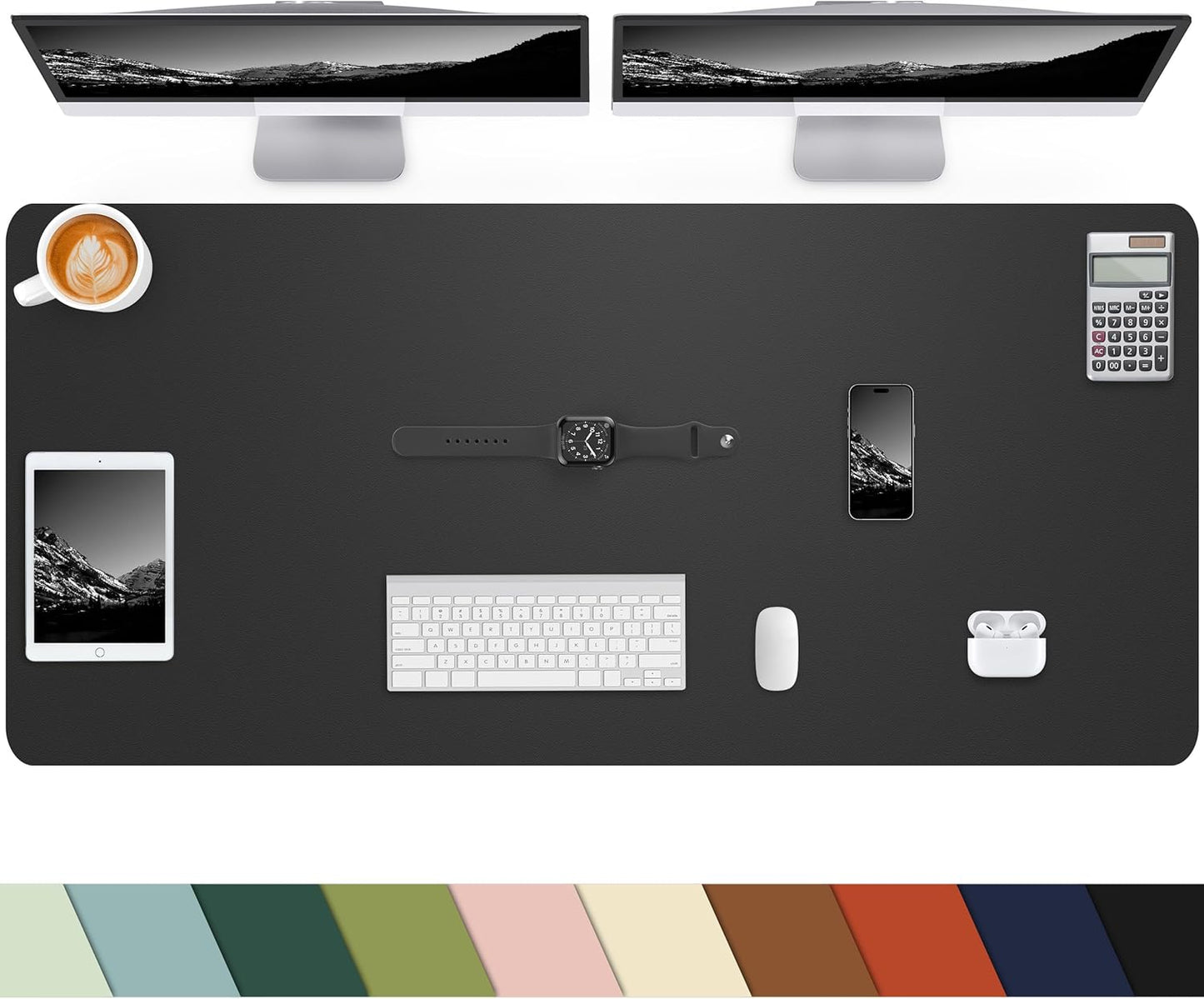 Desk mat Large, Leather Desk Pad Protector,Office Desk Mat,Mouse Pad, Non-Slip Desk Blotter, Laptop Desk Pad, Waterproof Desk Writing Pad for Office&Home (Black,48" x 24")