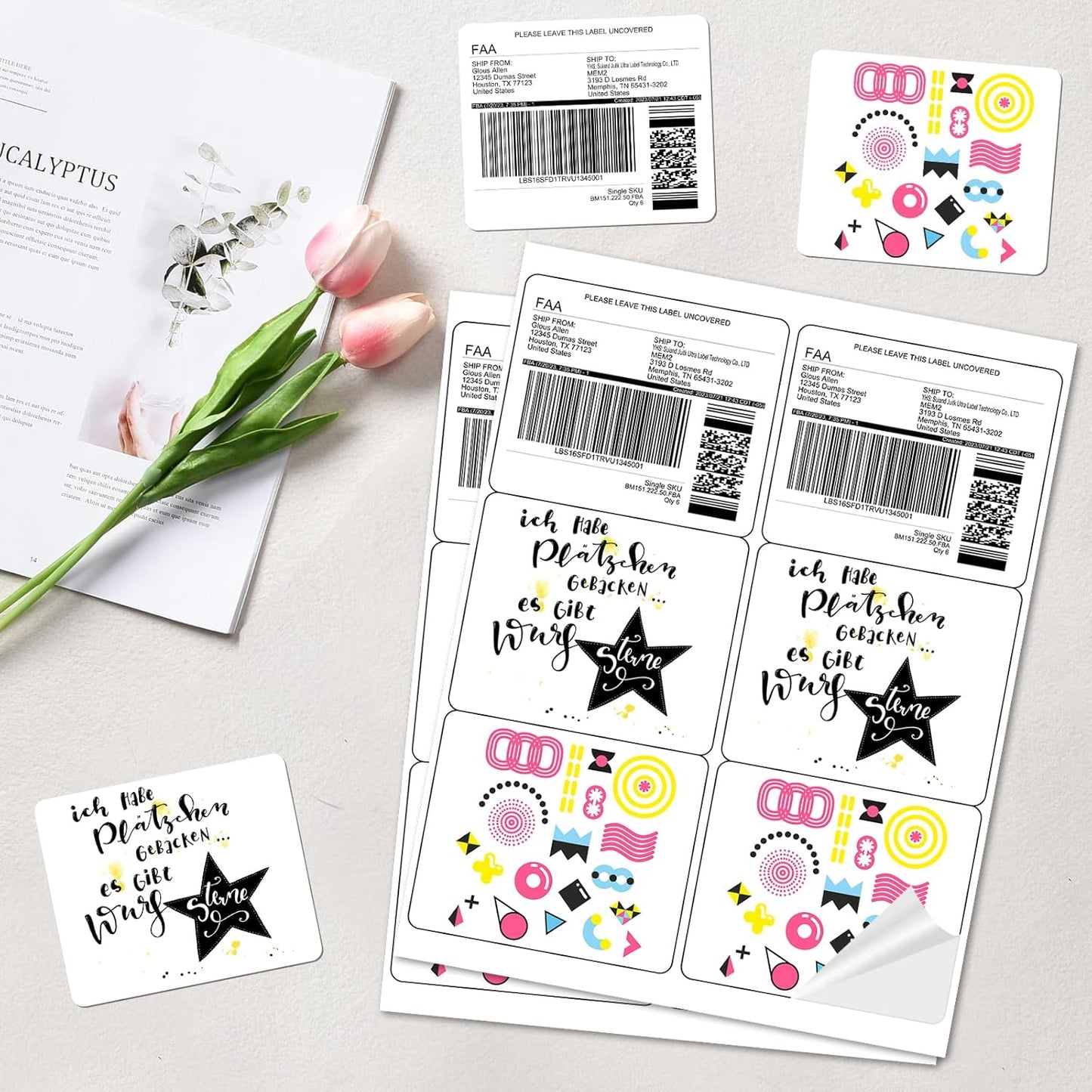 BESTEASY 3-1/3 X 4 Inches Shipping Address Labels, Thermal Sticker Labels, 6 up Self Adhesive Sticker for Laser and Inkjet Printer, 500 Sheets 3000 Labels