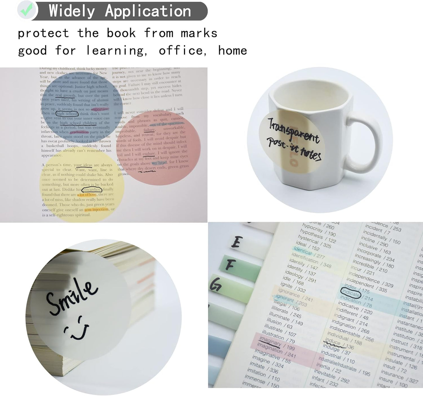 800Pcs Transparent Sticky Notes, 2.76"x2.76" Clear Round Sticky Notes, Waterproof Translucent Sticky Note Pads for Books Annotation, Clear Post it Notes for Bible Study, School, Office